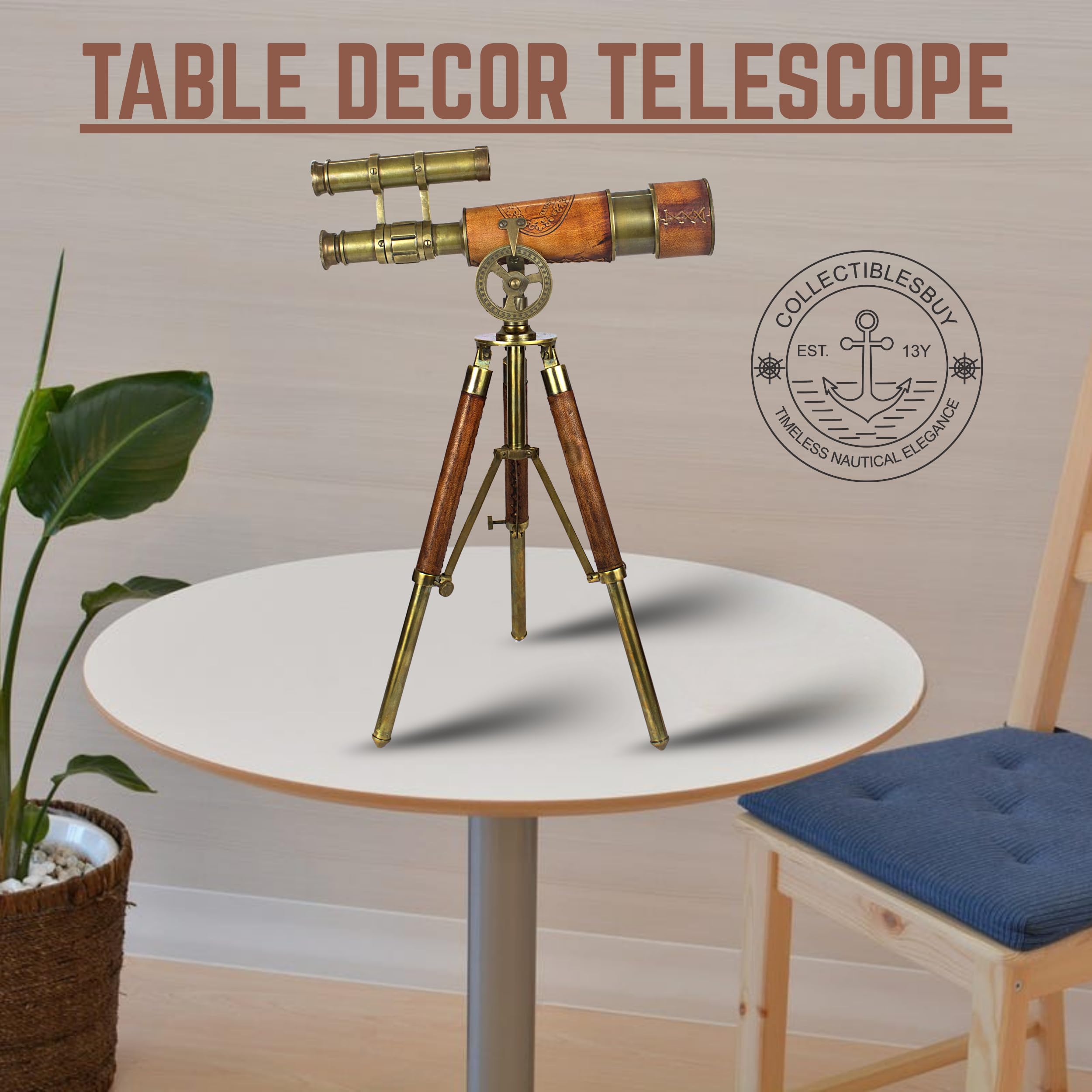 Monocular Telescope Vintage Telescope Nautical Vintage Marine Double Barrel  Brass Telescope Tripod, image size:2500x2500