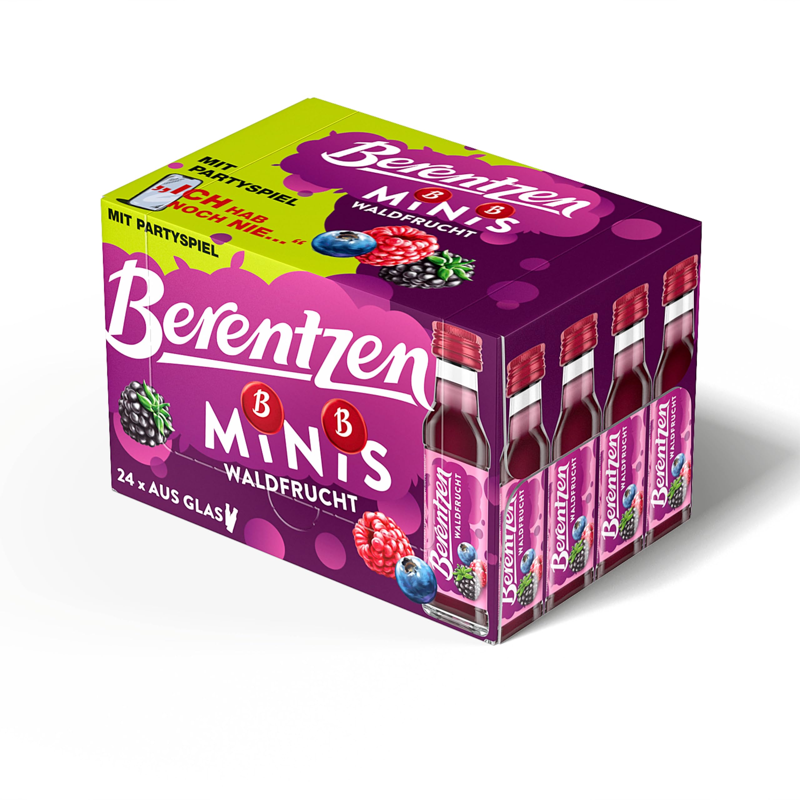 Berentzen Minis Waldfrucht Glas | Im praktischen Minis-Format | 24 x 0,02 L | 16% vol.