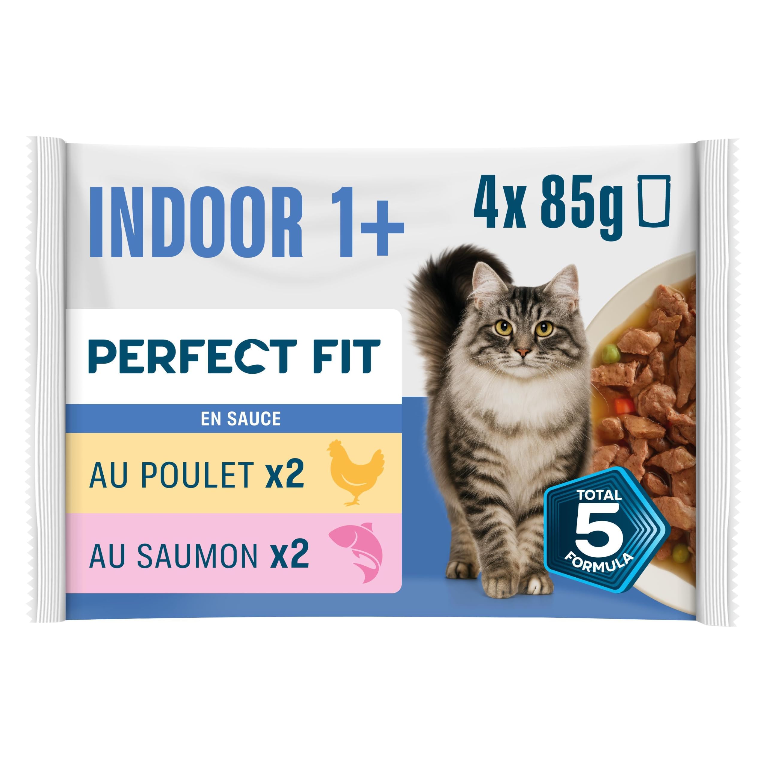 Sachet de Nourriture pour Chat Indoor 1+, 4 x 13 x 85 g au Poulet et aux Petits Pois/au Saumon et aux Carottes (Pack de 52)