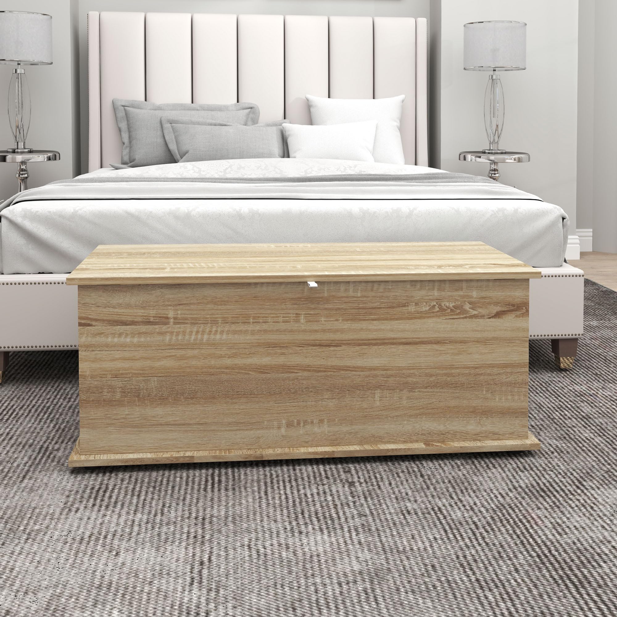 HOMCOM Cassapanca portaoggetti con coperchio pieghevole e cerniere di sicurezza, panchina scarpe, mobili da ingresso, corridoio, camera da letto, soggiorno, 100 x 40 x 40 cm, effetto legno naturale
