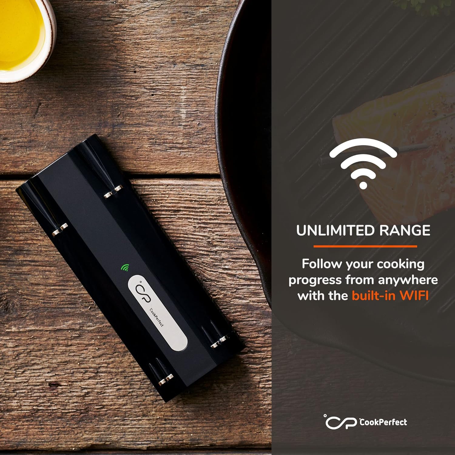 review CookPerfect Pro | Unlimited Range | WiFi & Bluetooth Meat Thermometer | Wireless Meat Thermometer for Grilling and Smoking | for The Oven, Grill, Kitchen, BBQ, Smoker, Rotisserie (1 Probe Included)