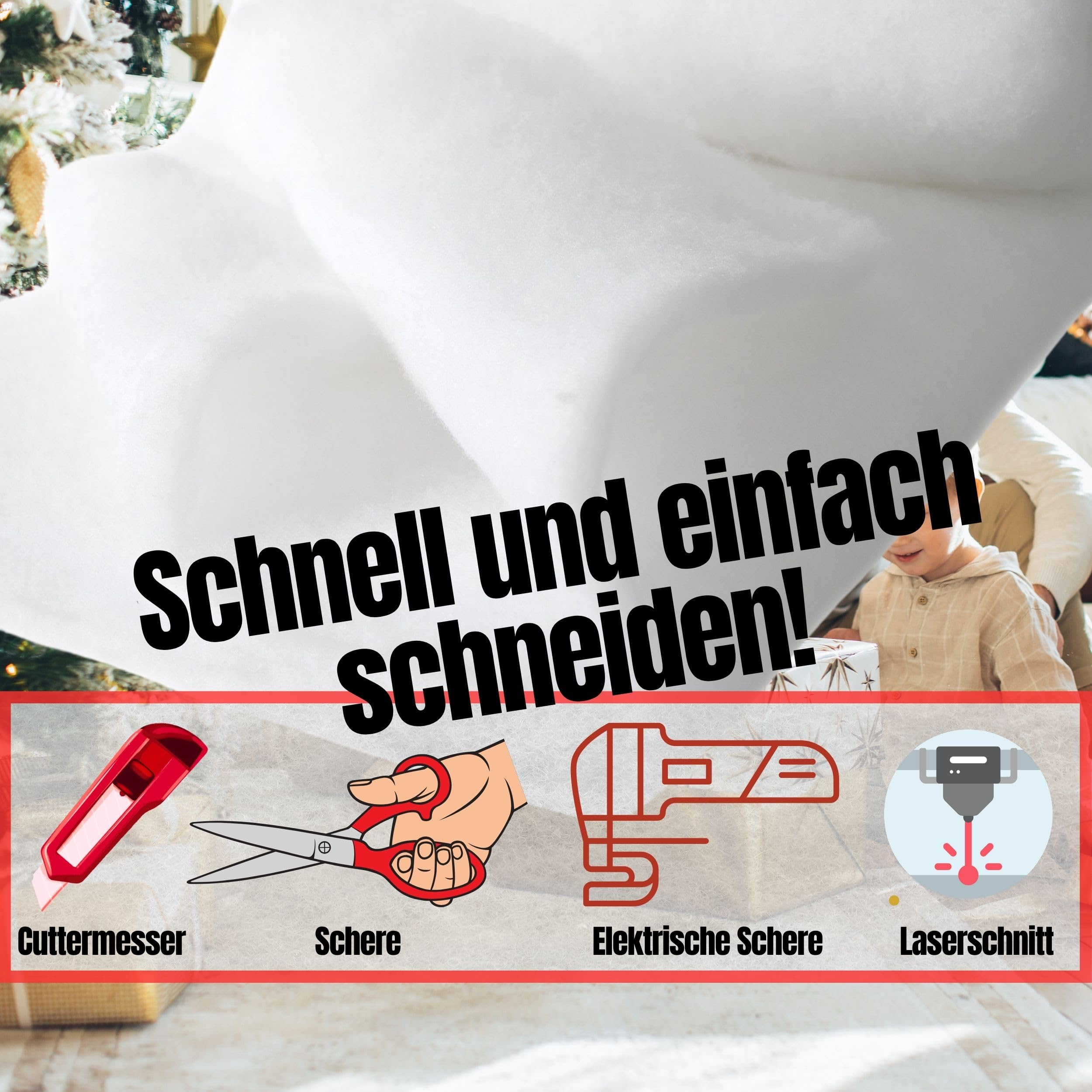 Schneedecke 160x500cm (BxL) - Kunstschnee Deko Schneematte Künstliche Schneewatte Rolle - 5m länge (18mm dick) 180g/m² flächengewicht