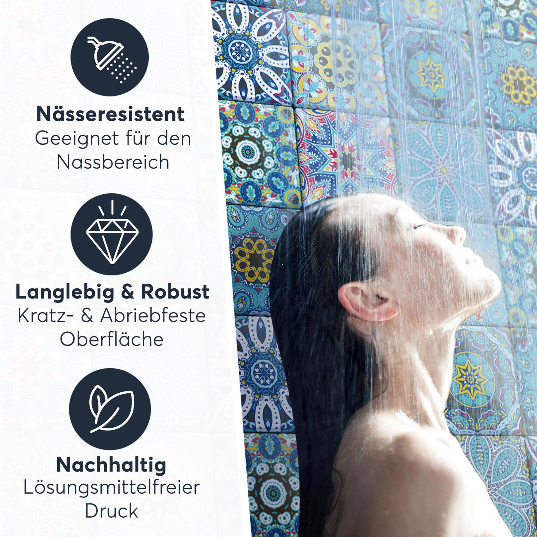 CREATISTO Fliesenaufkleber Fliesenfolie Mosaikfliesen - Hochwertige Aufkleber Sticker für Fliesen I Stickerfliesen - Mosaikfliesen für Küche, Bad, WC Bordüre (15x15 cm I 27 -Teilig)