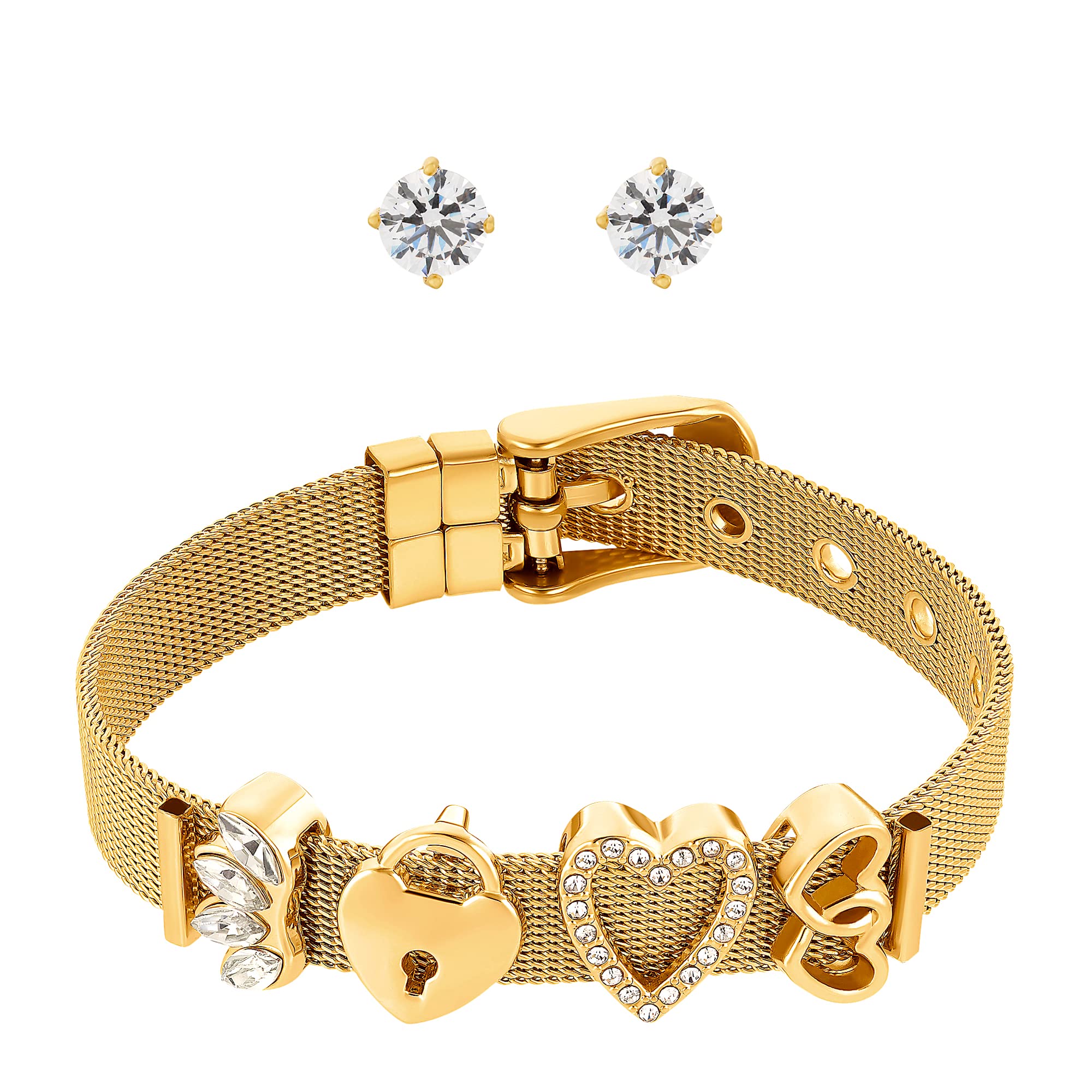 Heideman Set Armband Mesh und Ohrringe Ava Damen Edelstahl mit Stein weiß | Zeitlose Geschenkidee zum Geburtstag oder Jahrestag, hautfreundlich, nickelfrei, leicht und alltagstauglich.