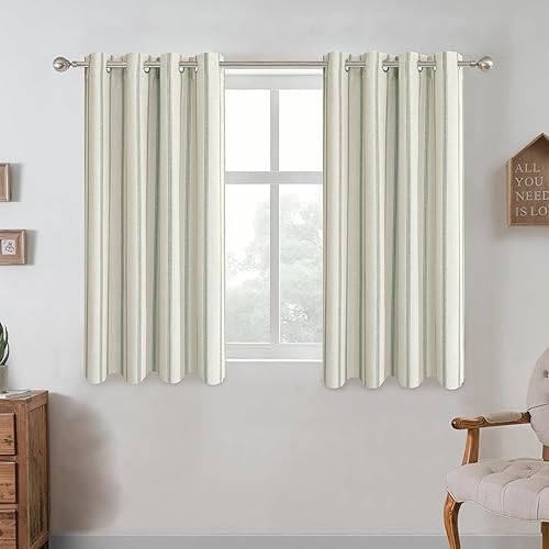 Vista 20 de DriftAway - Cortinas de mezcla de lino estilo granja opacas de 96 pulgadas de largo para dormitorio, cortinas de lino con rayas verticales Gris
