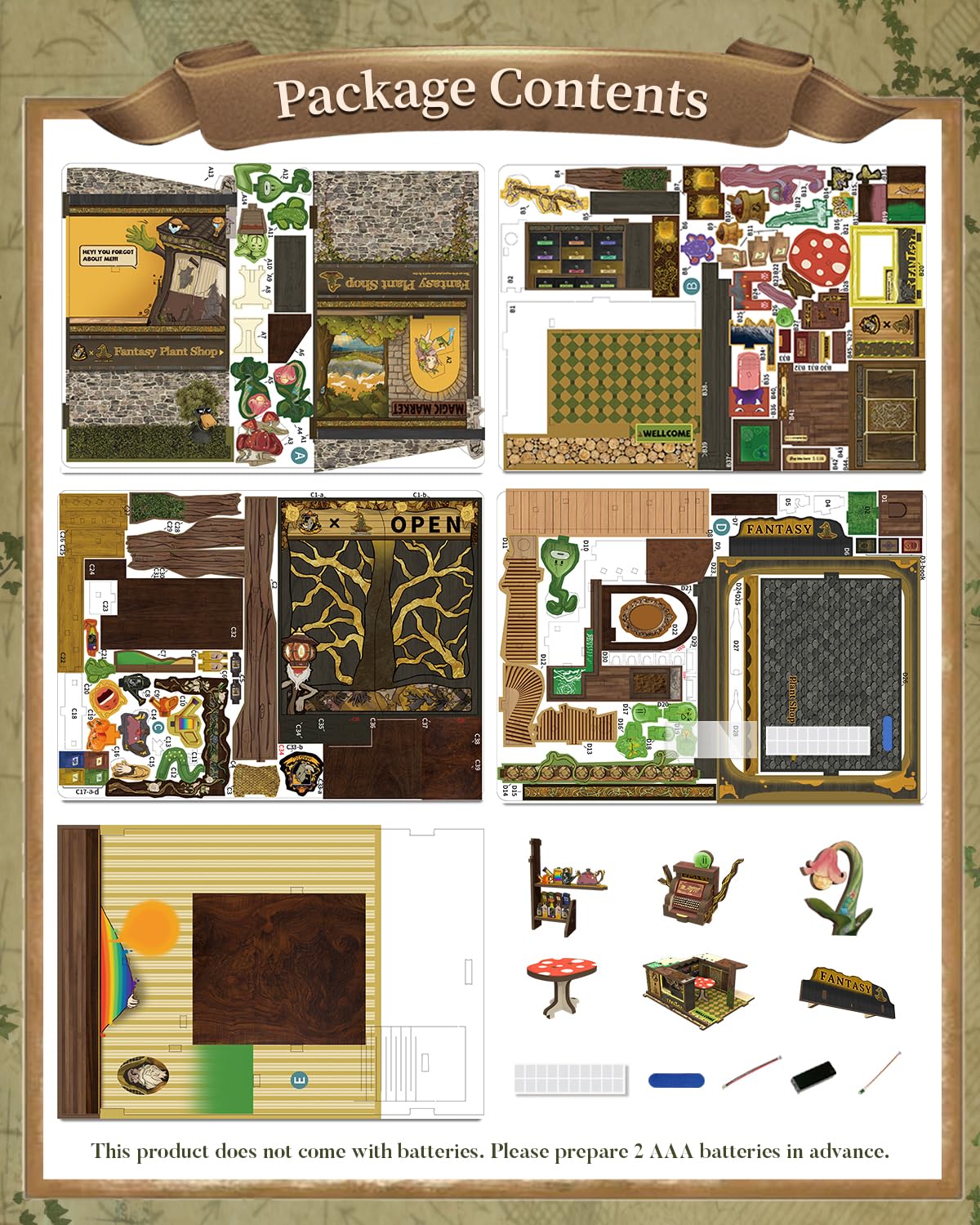 CUTEBEE Book Nook Kit - DIY Miniature House Kit for Beginners, Adults and Teens, Booknook Dollhouse Tiny House Bookshelf Decor 3D Wooden Puzzle Gifts for Family and Friends (Fantasy Plant Shop) 2