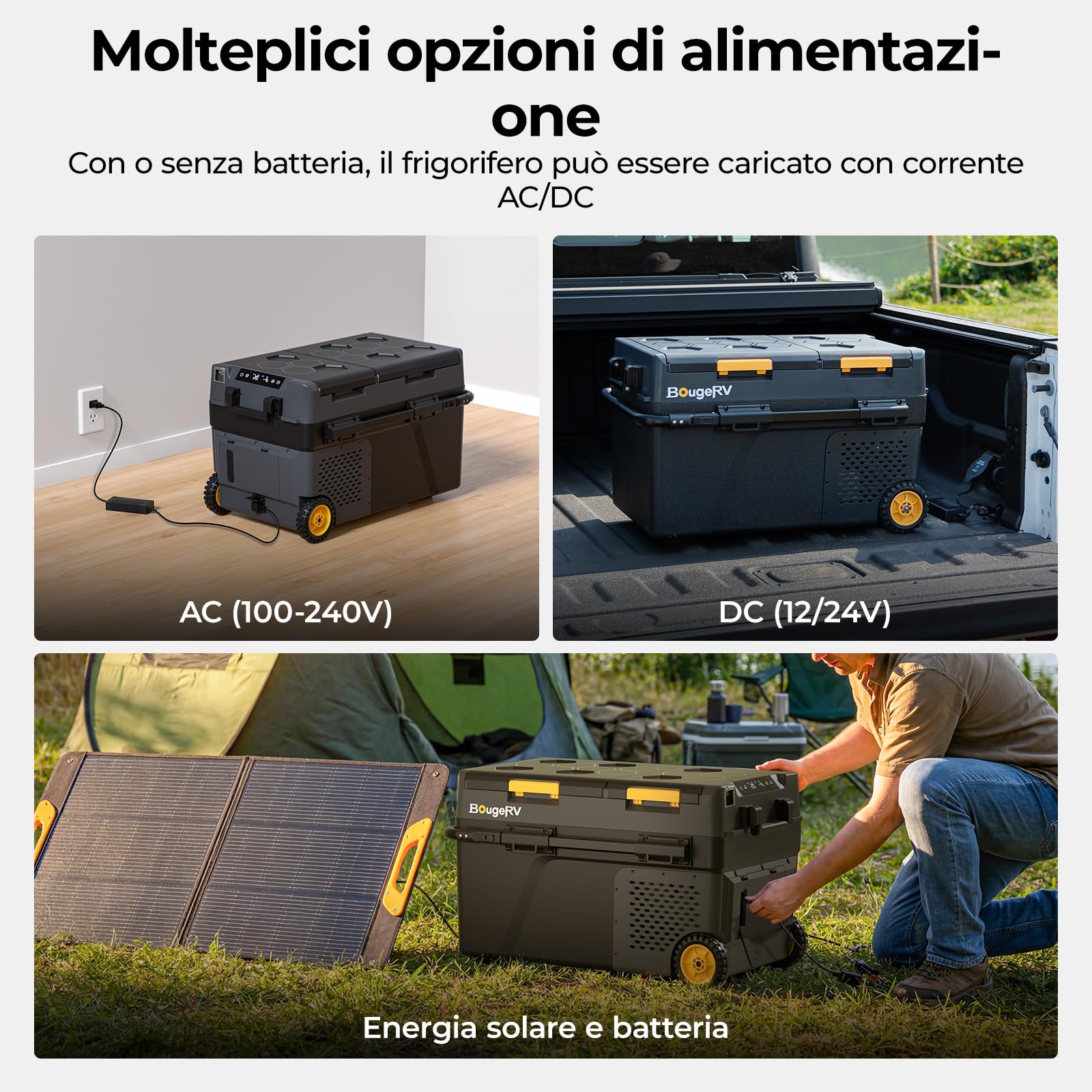 BougeRV CRD2 V2.0 40L Frigo con Batteria 240Wh, 2 Porte Doppia Zona Ruote Maniglia 12V 24V 230V Portatile Campeggio Compressore App IPX4, -20℃~20℃ (2026 Novità)