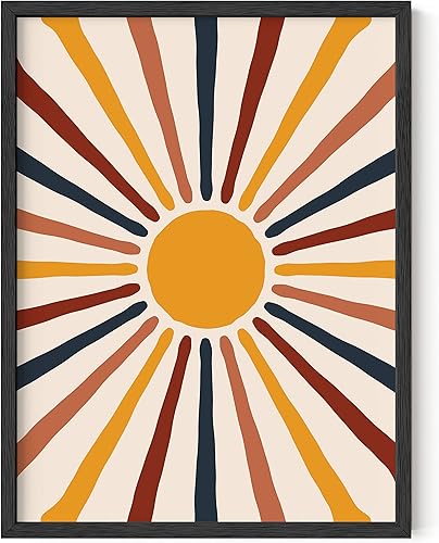 HAUS AND HUES Arte de pared moderno de mediados de siglo, póster e impresiones de sol bohemio, arte de pared moderno de mediados de siglo, impresión