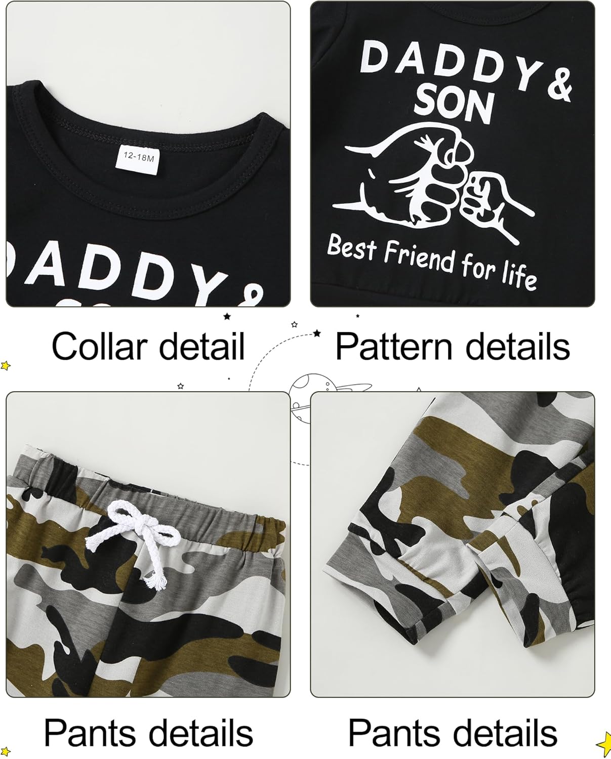 YALLET Baby Toddler Boy Clothes Fall Winter Outfit Long Sleeve Sweatshirts Pants Set 6 9 12 18 24 Months 3T 4T 5T Boy Clothes - Image 2