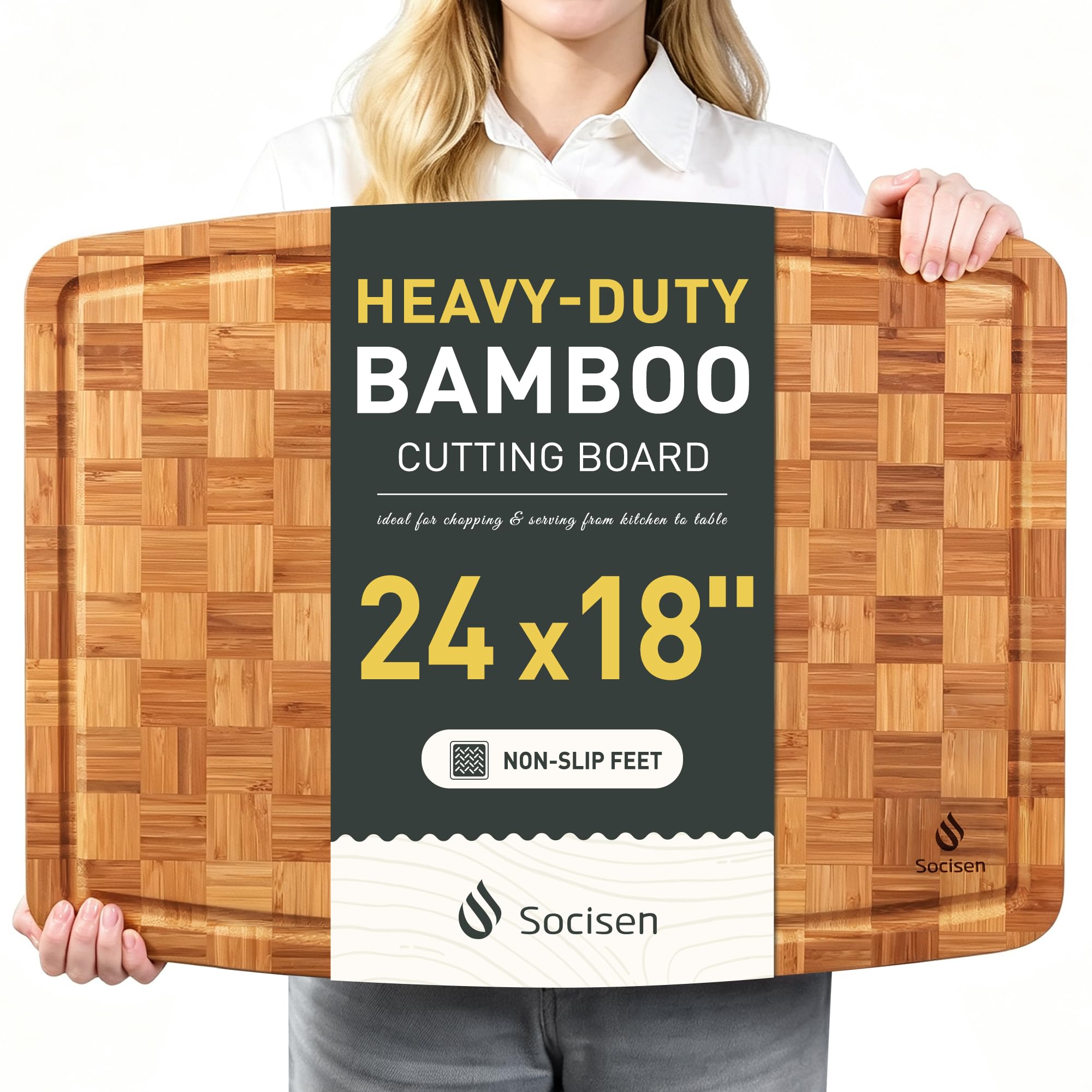 Socisen Extra Large Bamboo Cutting Board