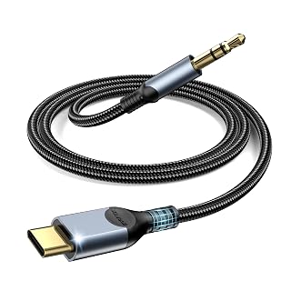 USB C to 3.5mm Audio Aux Jack Cable[4ft], Type C Adapter to 3.5mm Headphone Stereo Cord Car for iPad Pro 2018 Samsung Galaxy S21 S20 Ultra Note20 10+ Google Pixel 3 2XL Oneplus Huawei HTC-Grey