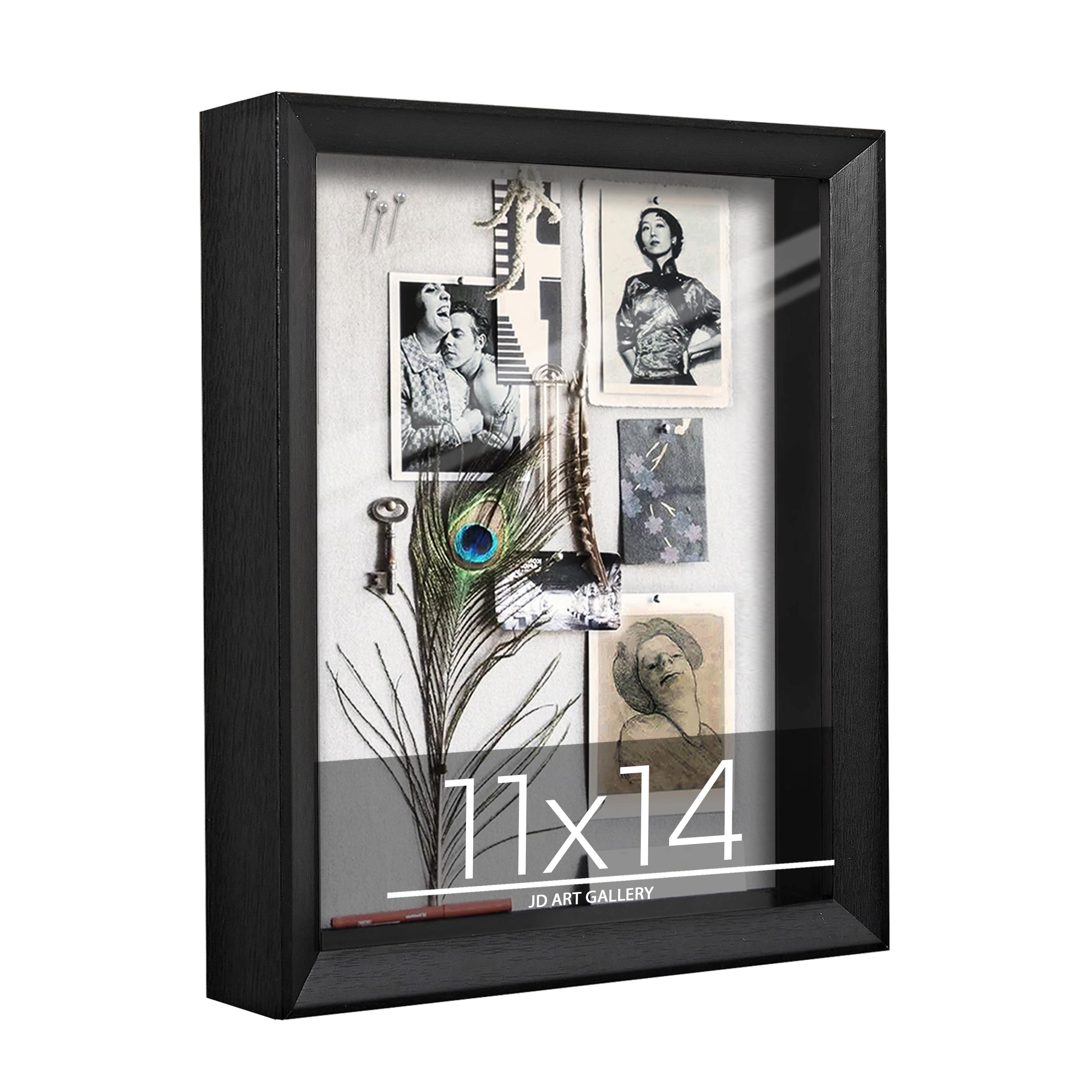 11x14 Black Shadow Box Frame Made of Eco-Friendly Wood | Handcrafted | HD Glass for Wall and Tabletop