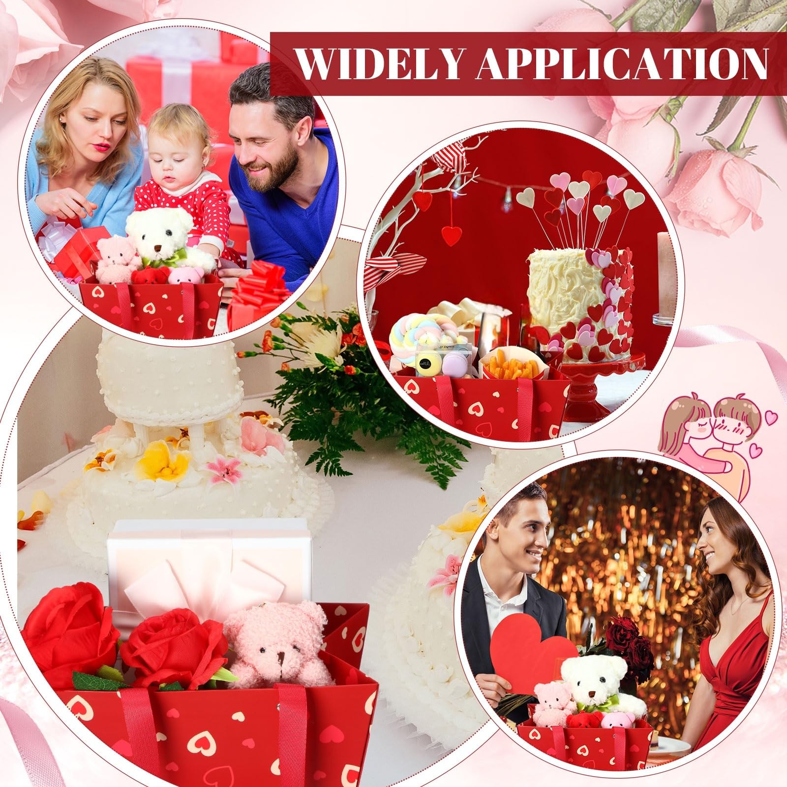 Glenmal 50 cesti regalo vuoti con manici, in carta kraft, vuoti, fai da te, 24 x 16 x 10,9 cm, per feste, matrimoni, confezioni regalo, confezioni regalo, anniversari, esposizione