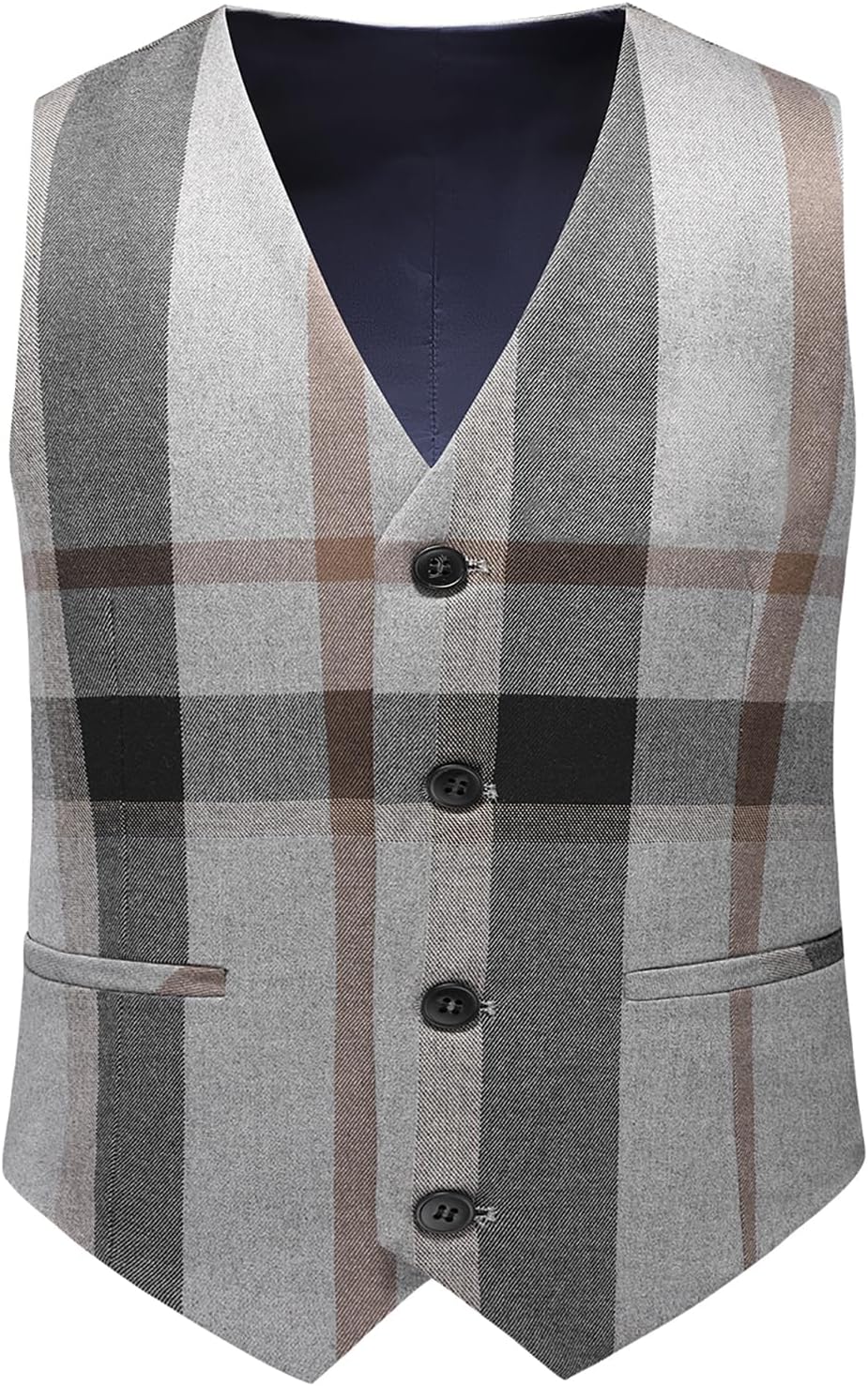 Boys Slim Fit Suit Tuxedo for Boy Check Plaid 3 Piece Suit Set for Kid Formal Boys Dress Clothes Wedding Ring Bearer Outfit - Image 3