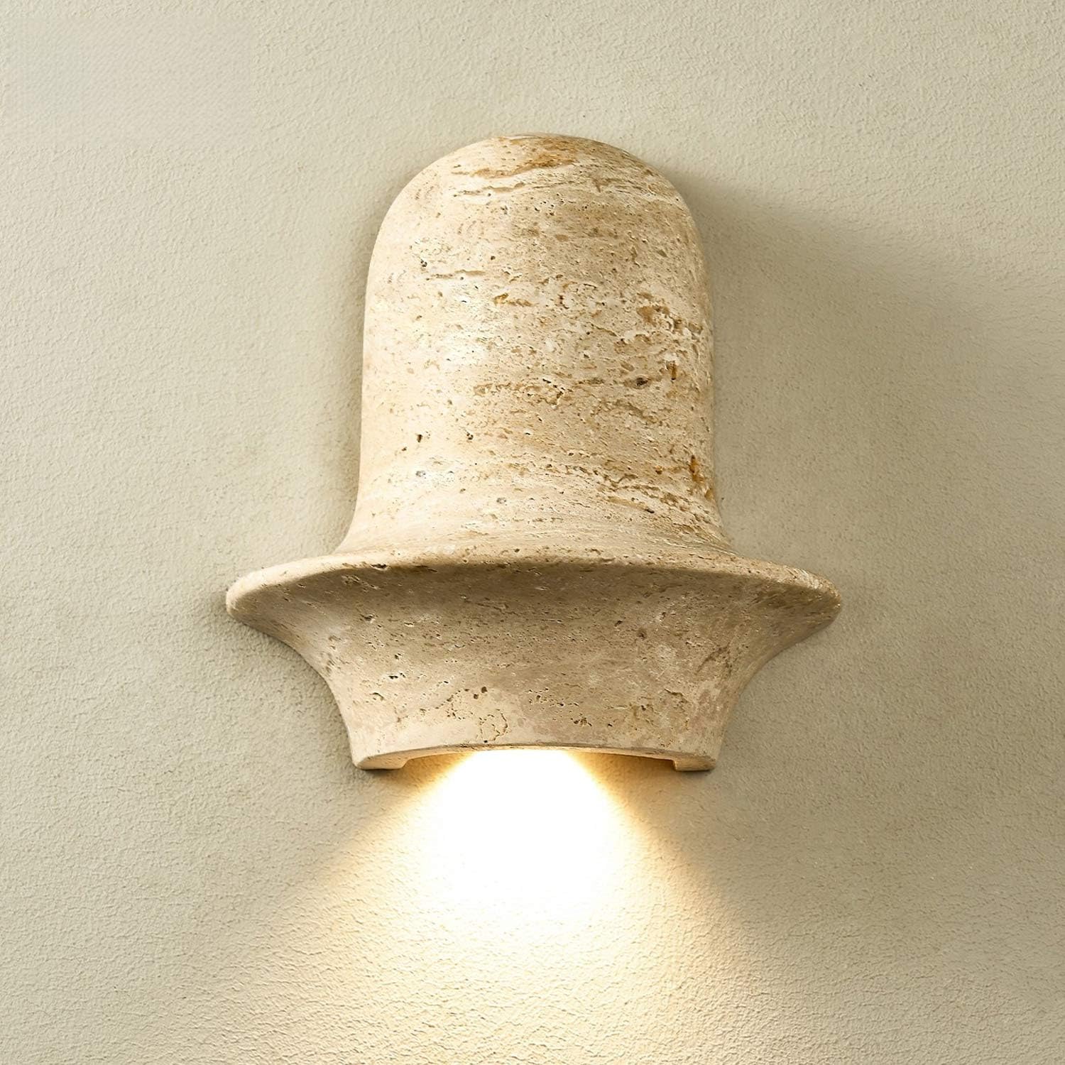 USMJQVZ Yellow Travertine Wall Sconce Modern Hardwired Wall Light Fixture Japanese Style Wabi Sabi Natural Marble Light Fixture Bedside Bedroom Living Room