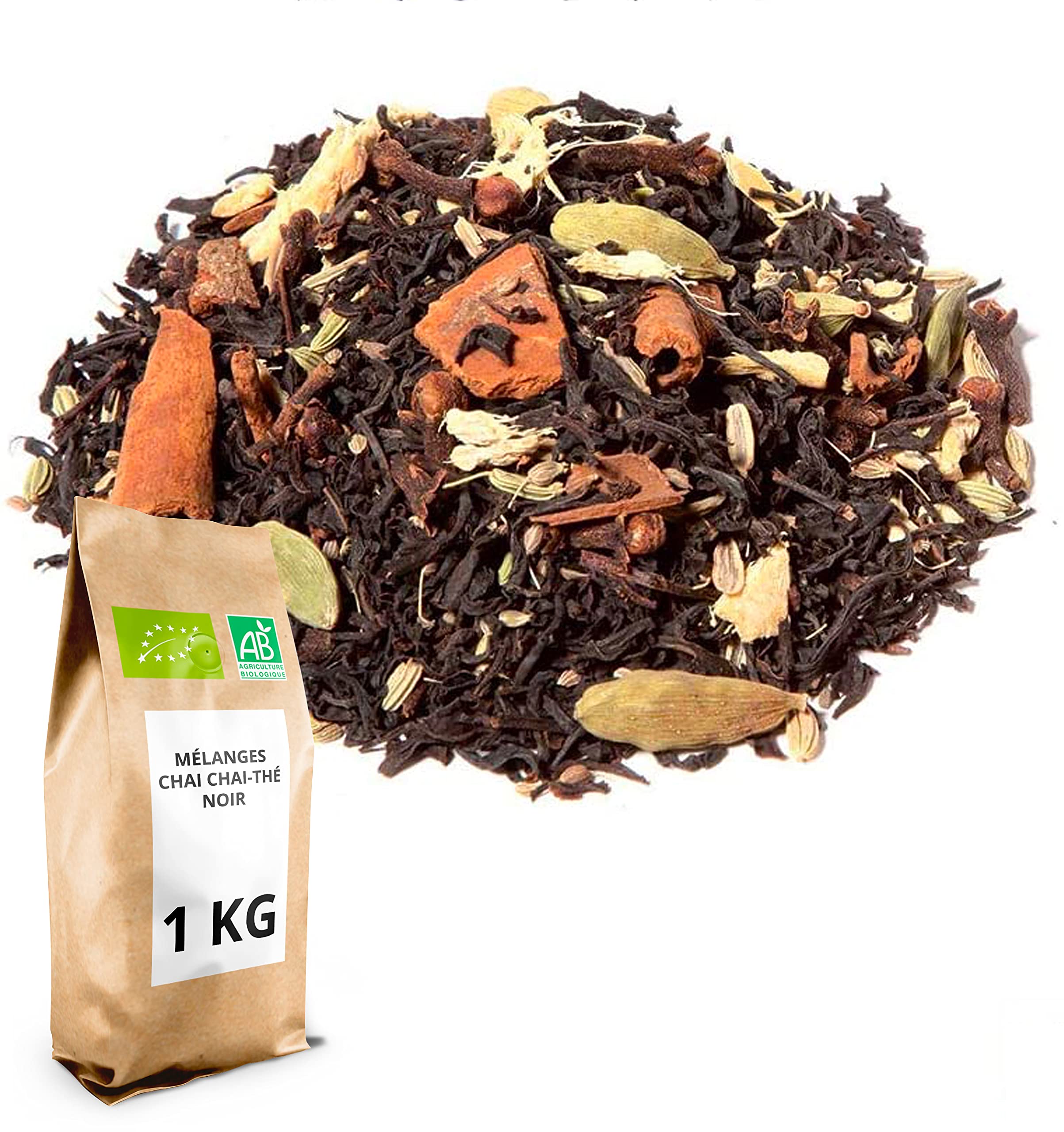 Thé Noir Bio Mélange chai - 1kg (400 tasses) - Thé en vrac 100% Agriculture Biologique - Thés Direct