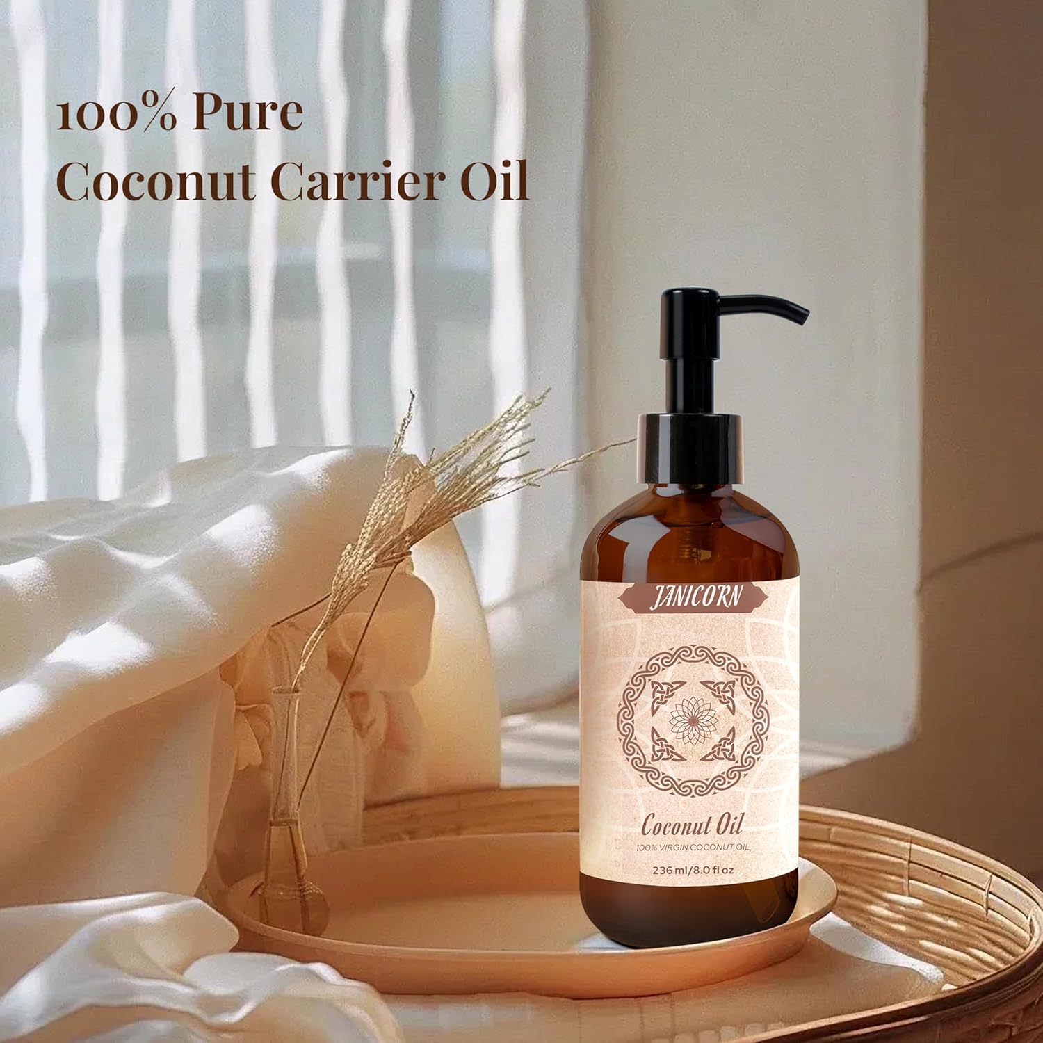 100% Pure Coconut Oil – Cold-Pressed, Virgin, Unscented Hydrating Carrier Oil for Skin & Hair, Smooth-Absorbing Moisturizing Care for Face, Body & Massage, 8 fl oz / 236 ml - Image 7
