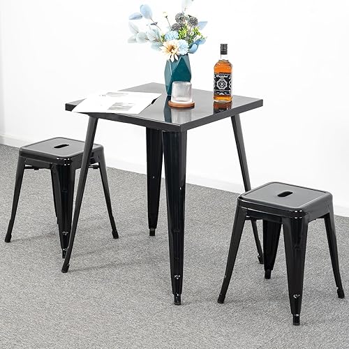 Miniatura 2 de Brage Living Juego de 2 taburetes industriales de metal de 18 pulgadas, taburetes cortos apilables para aula, sillas de comedor de metal sin espalda