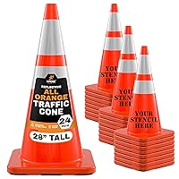 Vista 39 de Xpose Safety Conos de tráfico naranjas de 28 pulgadas con collares de 6 y 4 pulgadas, 1 paquete – Cono de seguridad de plástico PVC multiusos