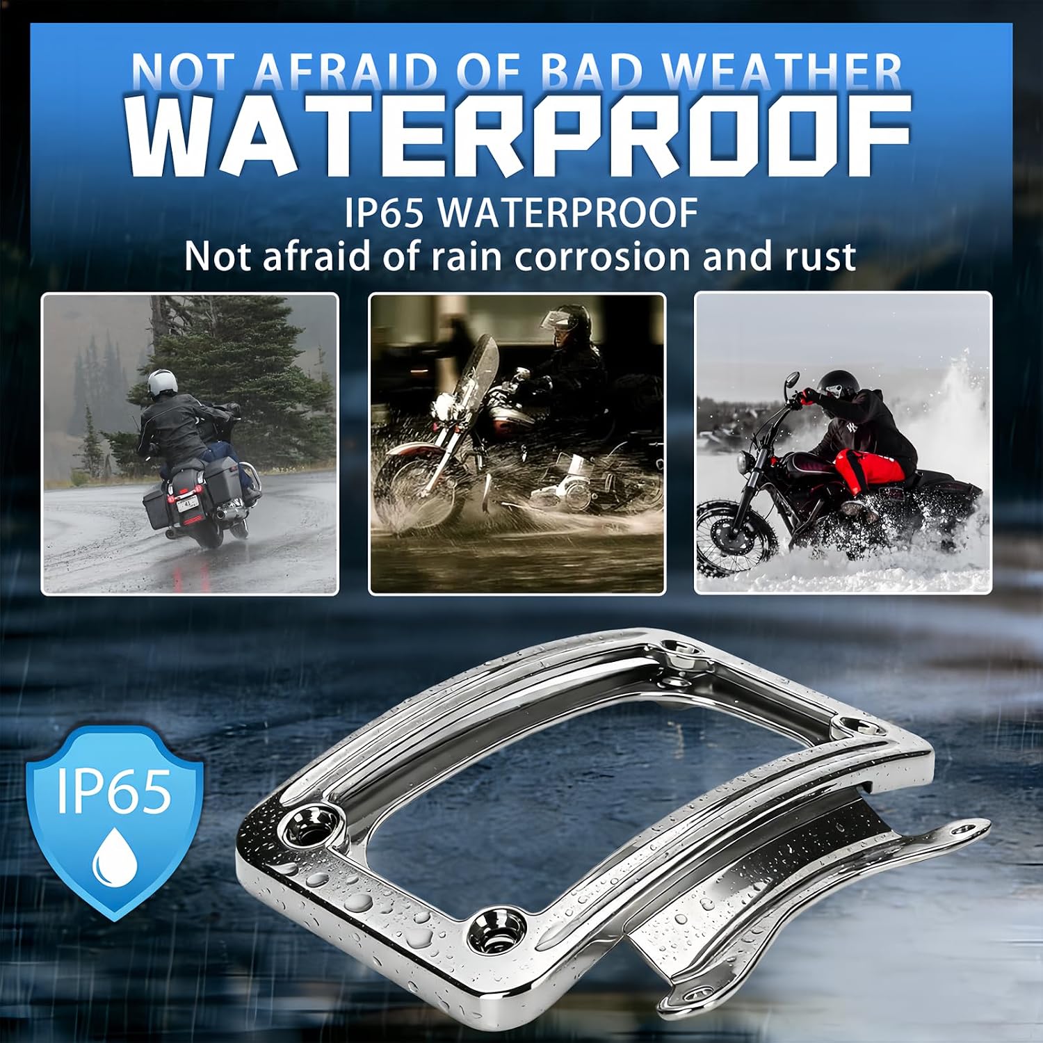 3157 Curved License Plate Holder Frame, Fits Select Harley-Davidson Touring Street Glide Road Glide Road King Special, FLHX 2010-2023, FLTRX 2010-2013/2015-2023, FLHRXS 2017-2025 | Chrome