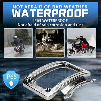 3162 Curved License Plate Holder Frame Fits 1991-2010 Select Harley Touring and 1986-2010 Select Softail Models with Compatible Rear Light bar/License Plate Bracket | Chrome