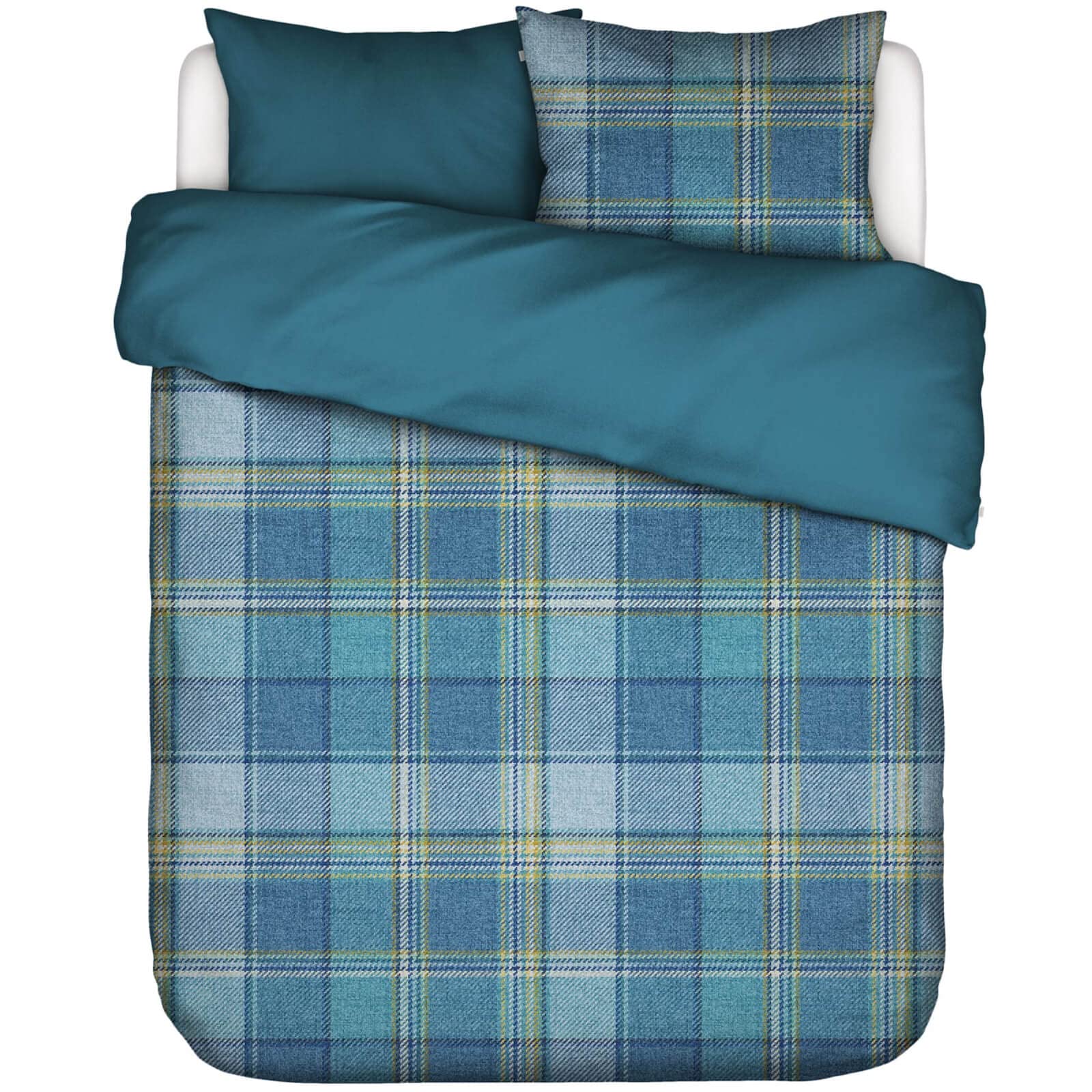 ESSENZA Bettwäsche Beau Blau Karo Muster Kariert Wendeoptik Winter Linien Flanell, Größe:135 cm x 200 cm