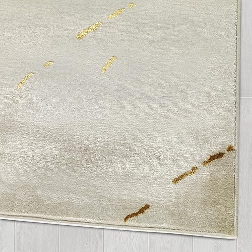 Miniatura 3 de Antep Rugs Babil Gold - Alfombra abstracta moderna de mármol de 4 x 6 para interiores (beige, 3 pies 11 pulgadas x 5 pies 11 pulgadas)