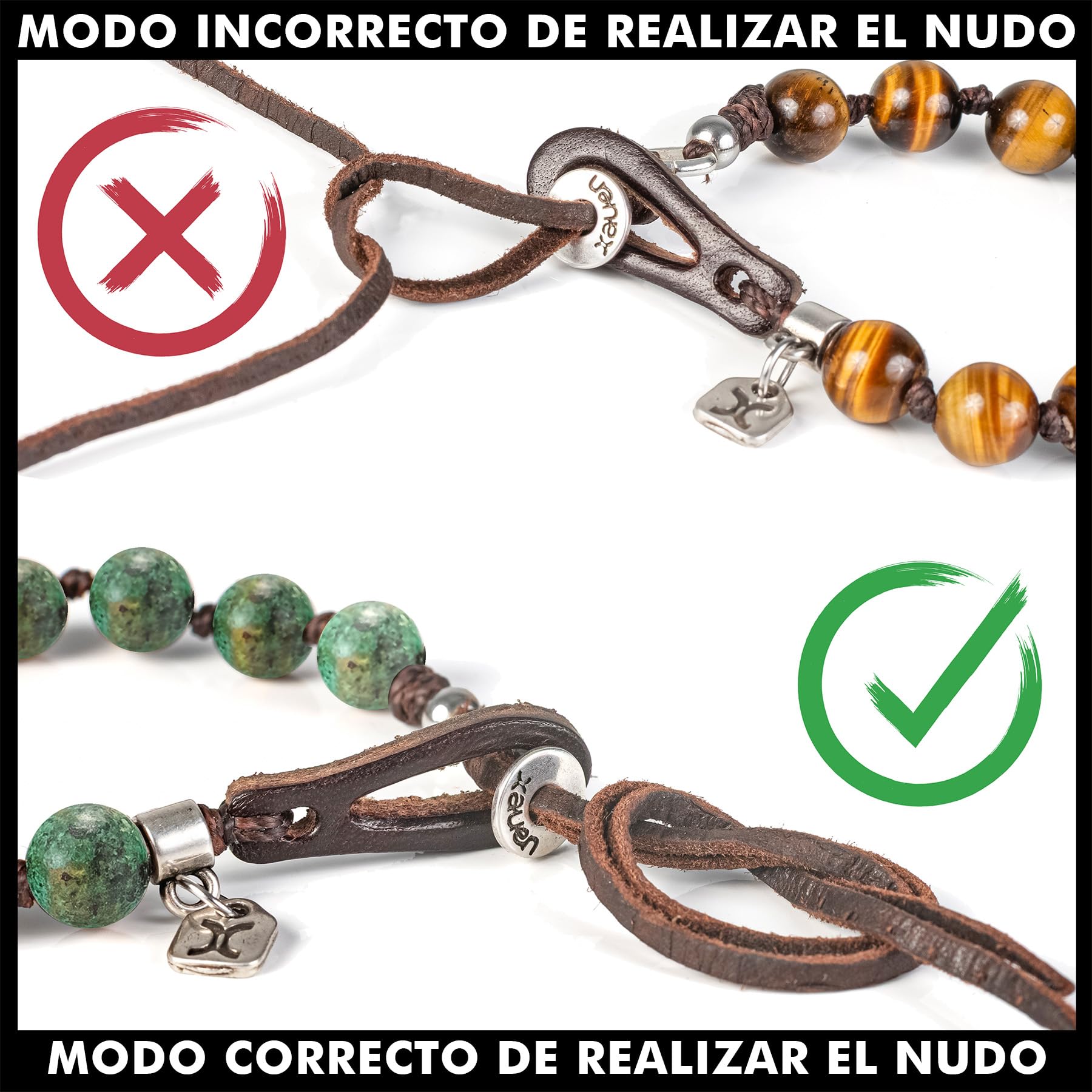 Pulseras de piedra natural unisex ajustables para hombre y mujer