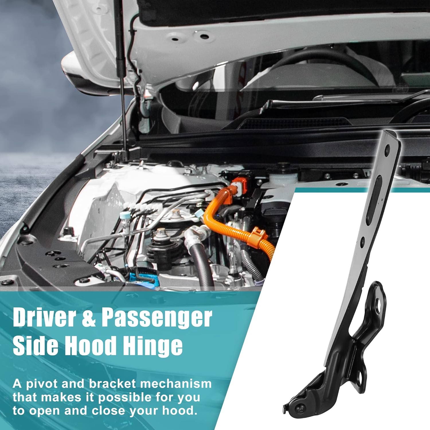 X AUTOHAUX 1 Pair LH RH Car Engine Hood Hinge for Honda Accord 2016 2017 Driver & Passenger Side Hood Hinge Replaces 60170-T2F-A00ZZ 60120-T2F-A00ZZ