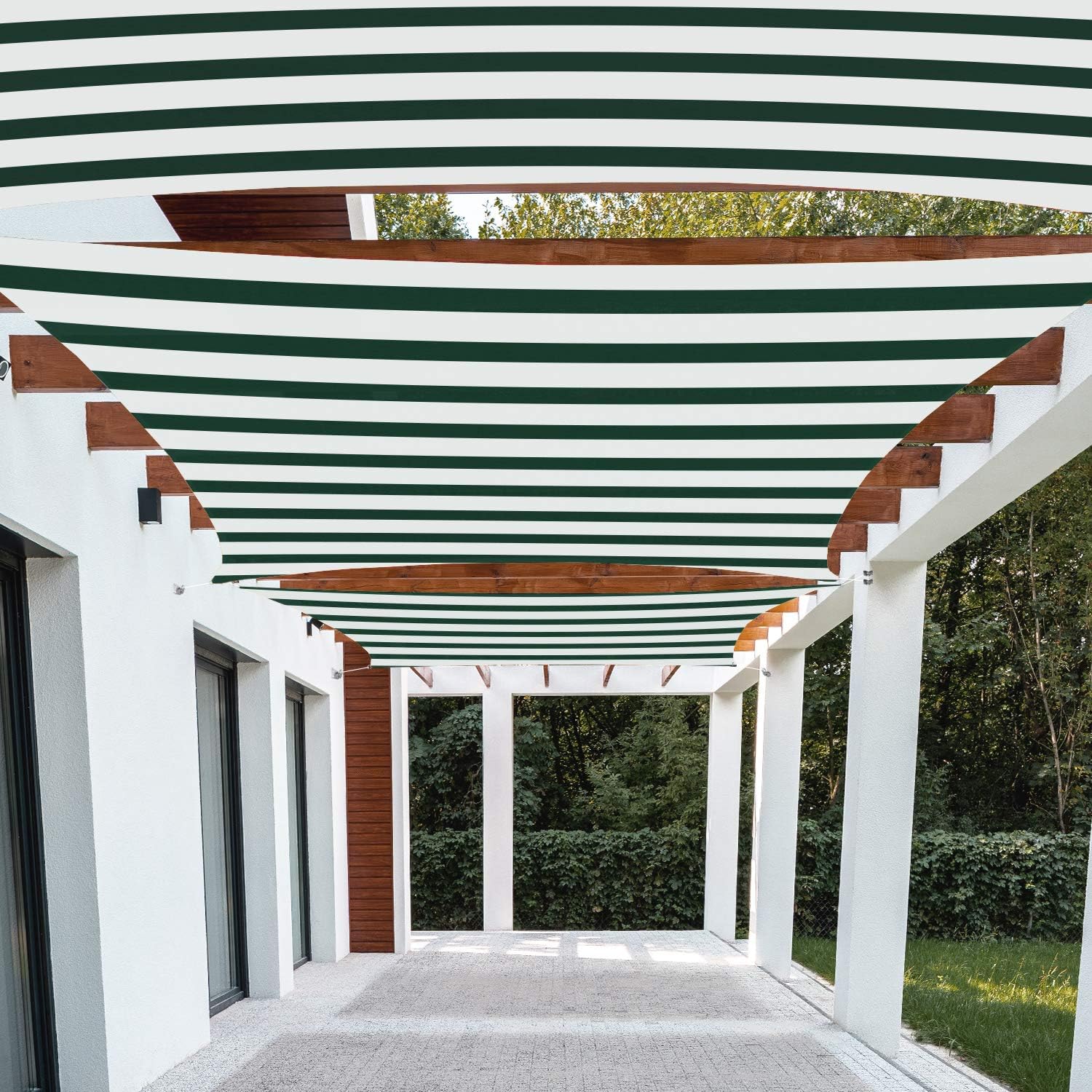 Buy Patio Paradise Sun Shade Sail Square Rectangle Canopy in Green & White Stripes UV Block Fabric-Customized Available-Set of 1 to 10 Online in Vietnam. B07Z45CYJY