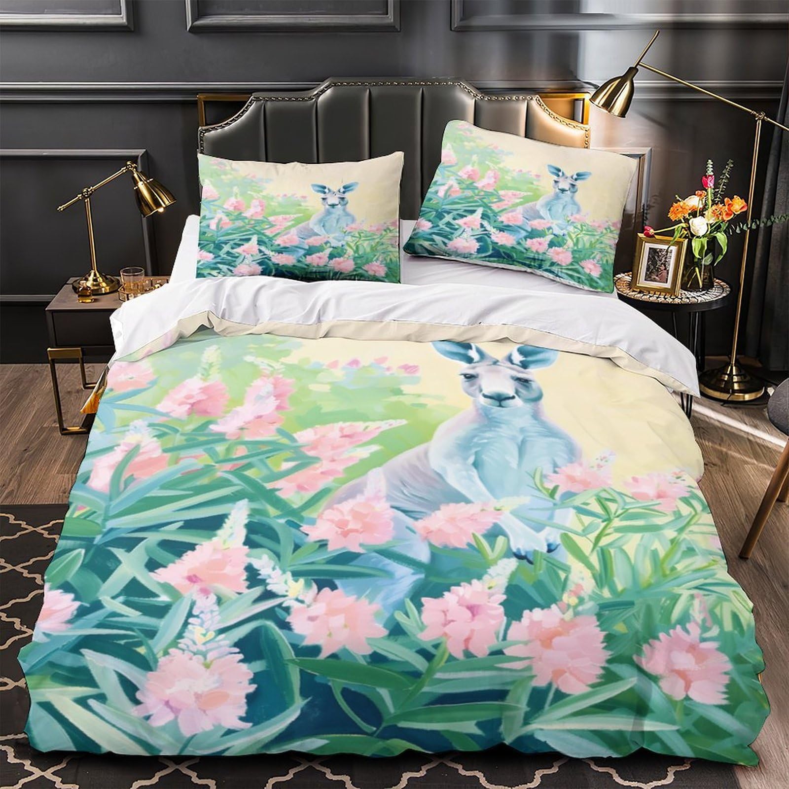 Parure de lit jungle 200x200 microfbre housse de couette animaux pour garcon