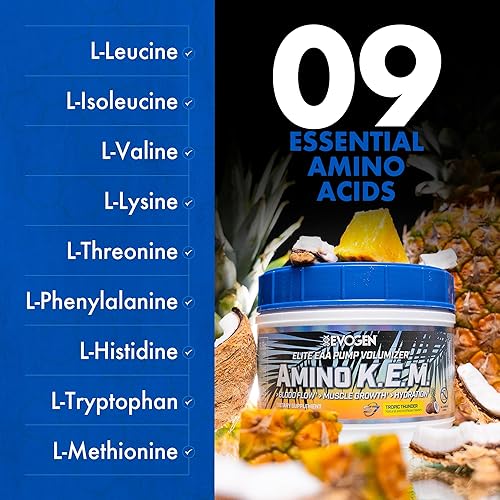 Vista 47 de Evogen Amino K.E.M. - Volumizador de bomba de polvo EAA y BCAA Suplemento de aminoácidos BCAA para flujo sanguíneo, crecimiento muscular e