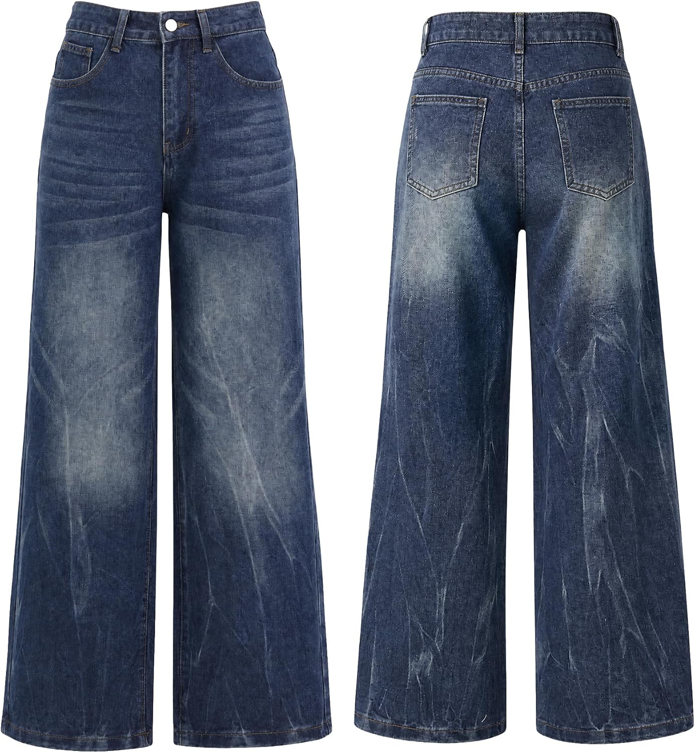 EMMIOL Baggy Jeans for Women, Wide Leg Jeans Plus Size Boyfriends Denim Pants, Y2K Vintage Style