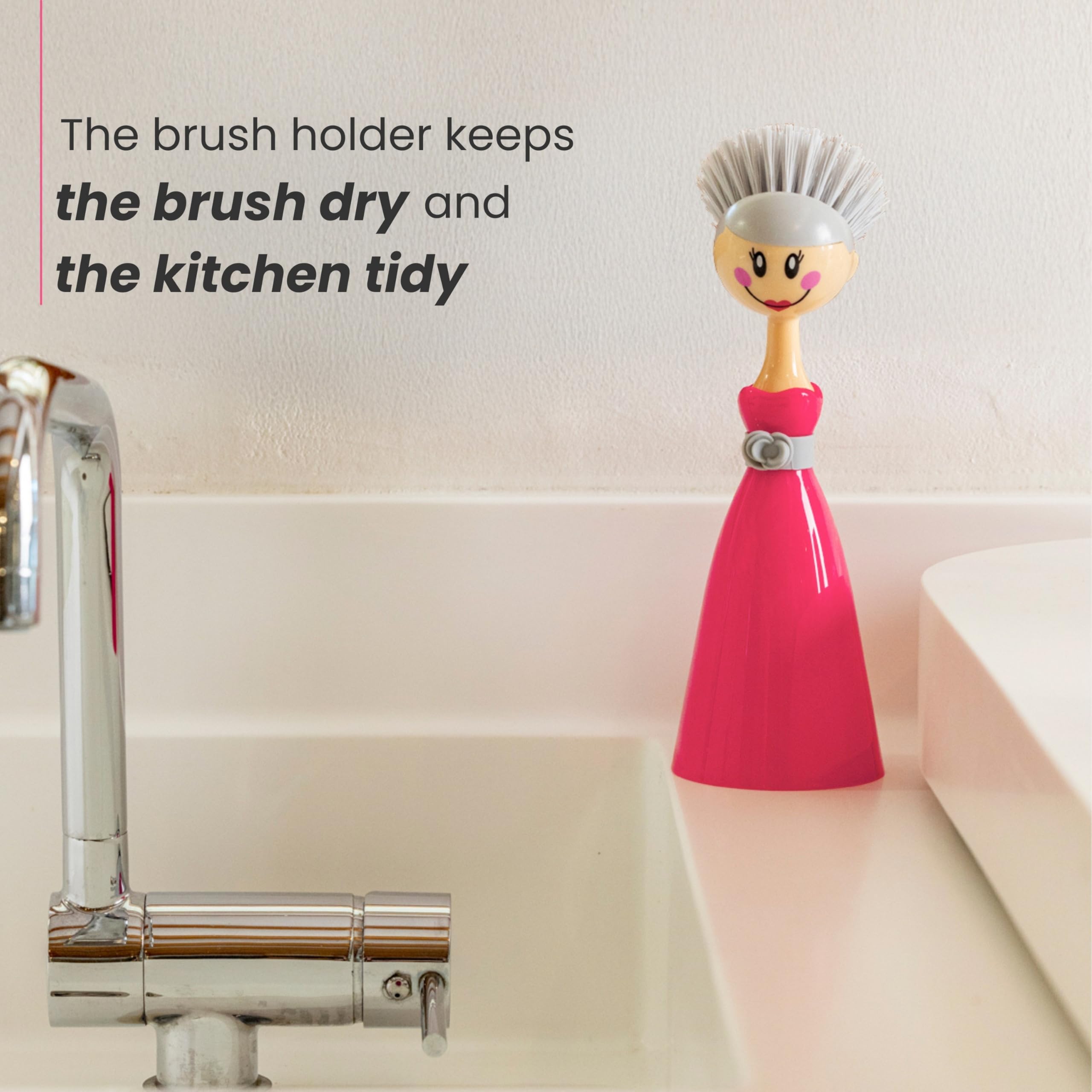 Vigar Dolls Dish Brush With Ergonomic Handle And Dress Shaped