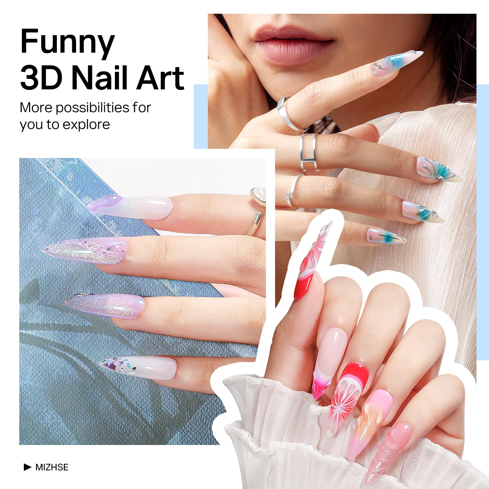 MIZHSE Rzeźba 3D Żel Do Paznokci - 15 g Nail Art Carving Glue, 5D Tłoczony Żel Cukierkowy DIY Do Projektowania i Modelowania Paznokci W Domu