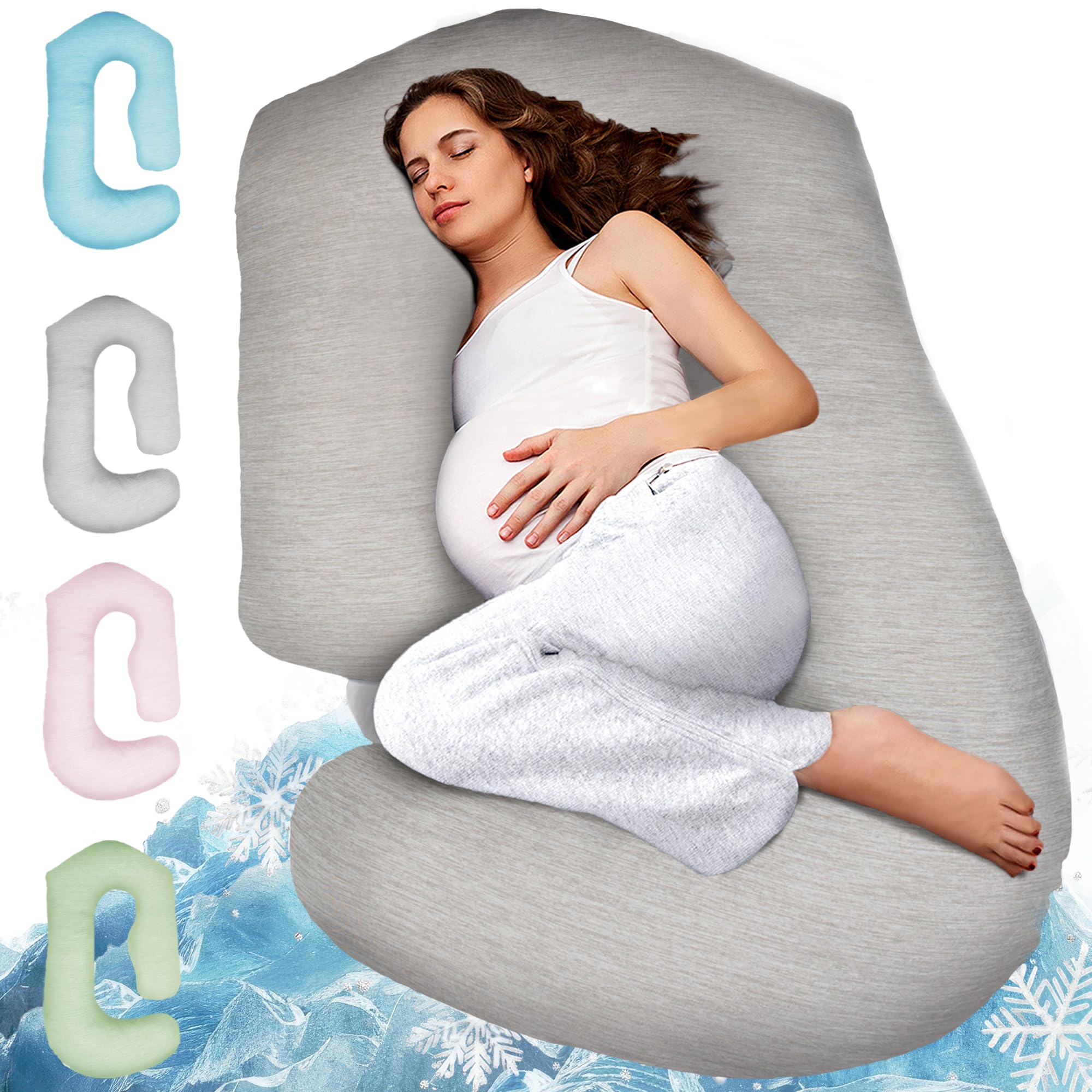 PILLANI Cooling Pregnancy Pillows for Sleeping – 57-Inch Maternity Pillow for Pregnant Women with Removable Washable Cover – Support for Back, Belly,
