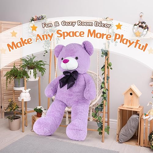Vista 17 de MorisMos Oso de peluche gigante, oso de peluche grande para novias, niñas, para Navidad, día de San Valentín, cumpleaños (gris claro, 47 pulgadas)