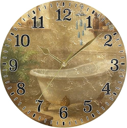 Miniatura 39 de JUNZAN Divertido Adorable Gatito en Bañera Relajándose Relojes Redondos de Baño Relojes para la Pared 10 Pulgadas Reloj de Pared Pequeño Casa de