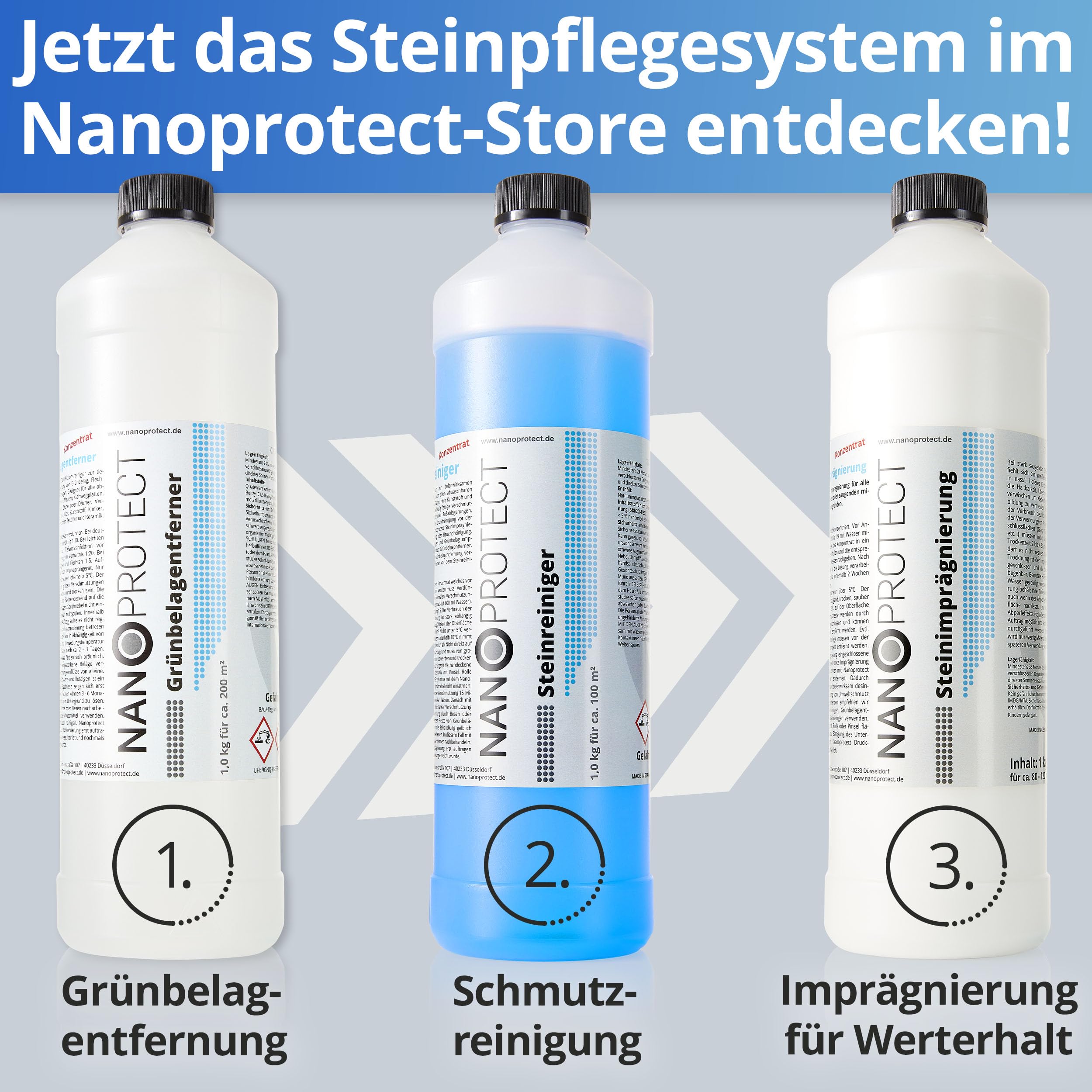 Nanoprotect Steinreiniger Konzentrat | 5 kg inkl. Drucksprüher | Für ca. 500 m² | Intensivreiniger für Außenanlagen | Ideal für Haus, Hof und Garten