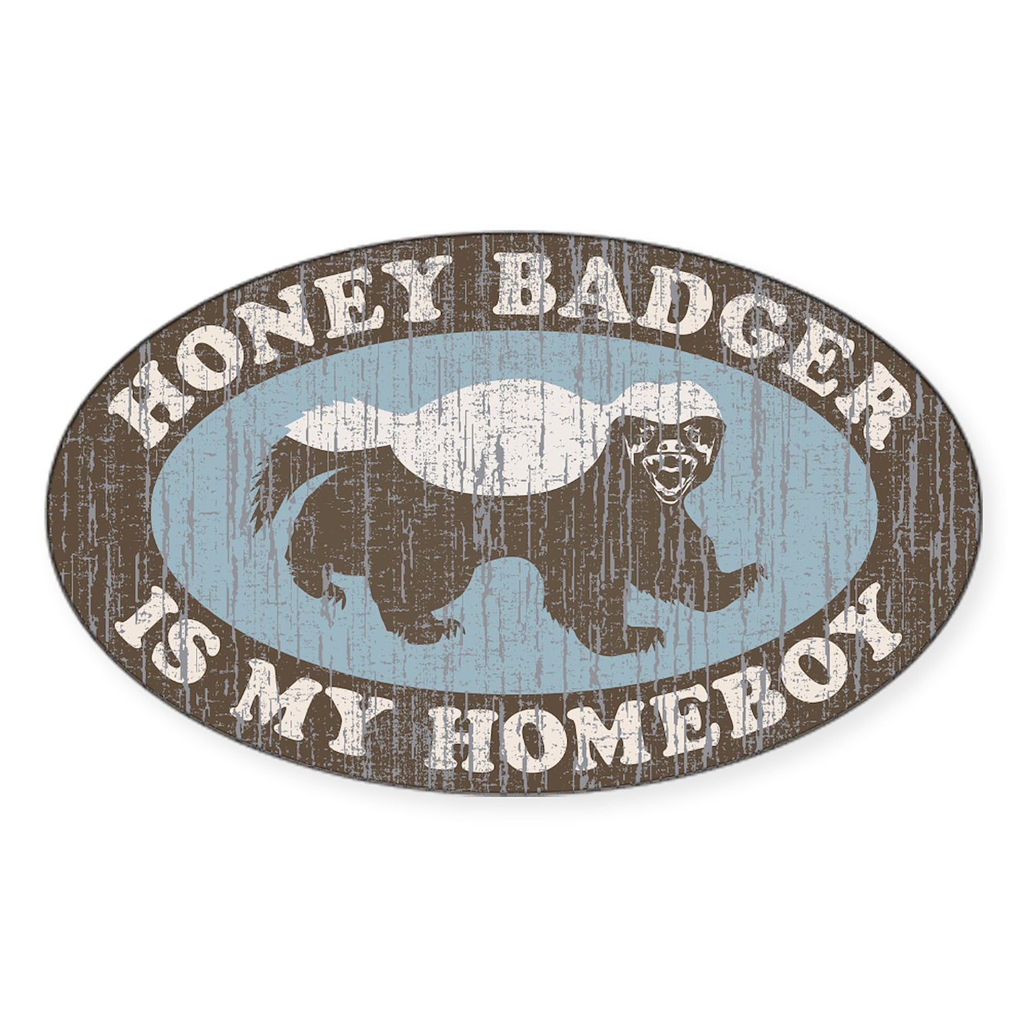 CafePress Vintage Honey Badger HB Oval Bumper Sticker, Euro Oval Car Decal