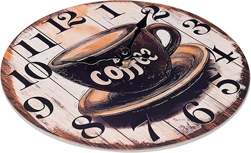 Miniatura 7 de Reloj de pared vintage con letrero de café para cocina, estilo rústico, funciona con pilas, para cocinacafeteríacomedorhogar (12 pulgadas)