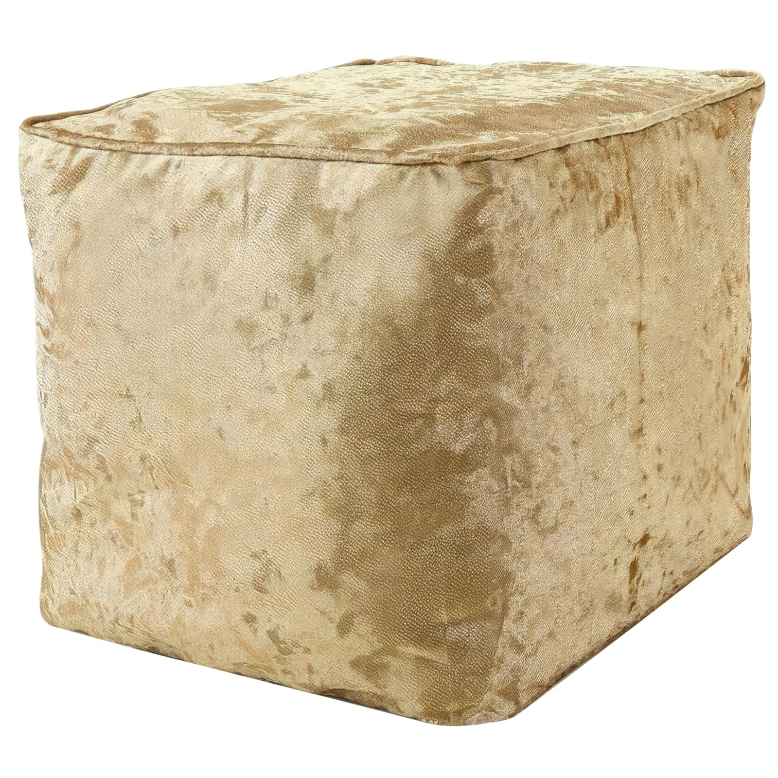 Luxurious Crushed Velvet Bean Bag Footstool | Indoor Home Living Room Filled BeanBag Pouffe | Ergonomic Design for Optimal Body Support | Sturdy Comfortable and Durable Foot Rest (Gold)