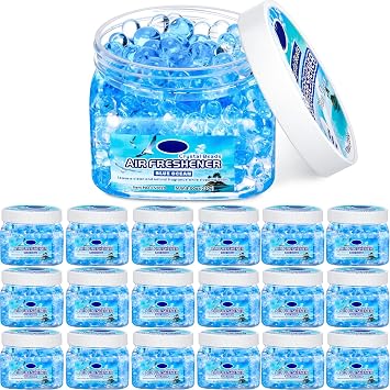18 Pack Gel Odor Eliminator Beads 8 Ounce Scent Beads Bulk Air Freshener Removing Long Lasting Eliminates Odors for Home, Bathrooms, Cars, Boats, Rvs and Pet AreasOcean