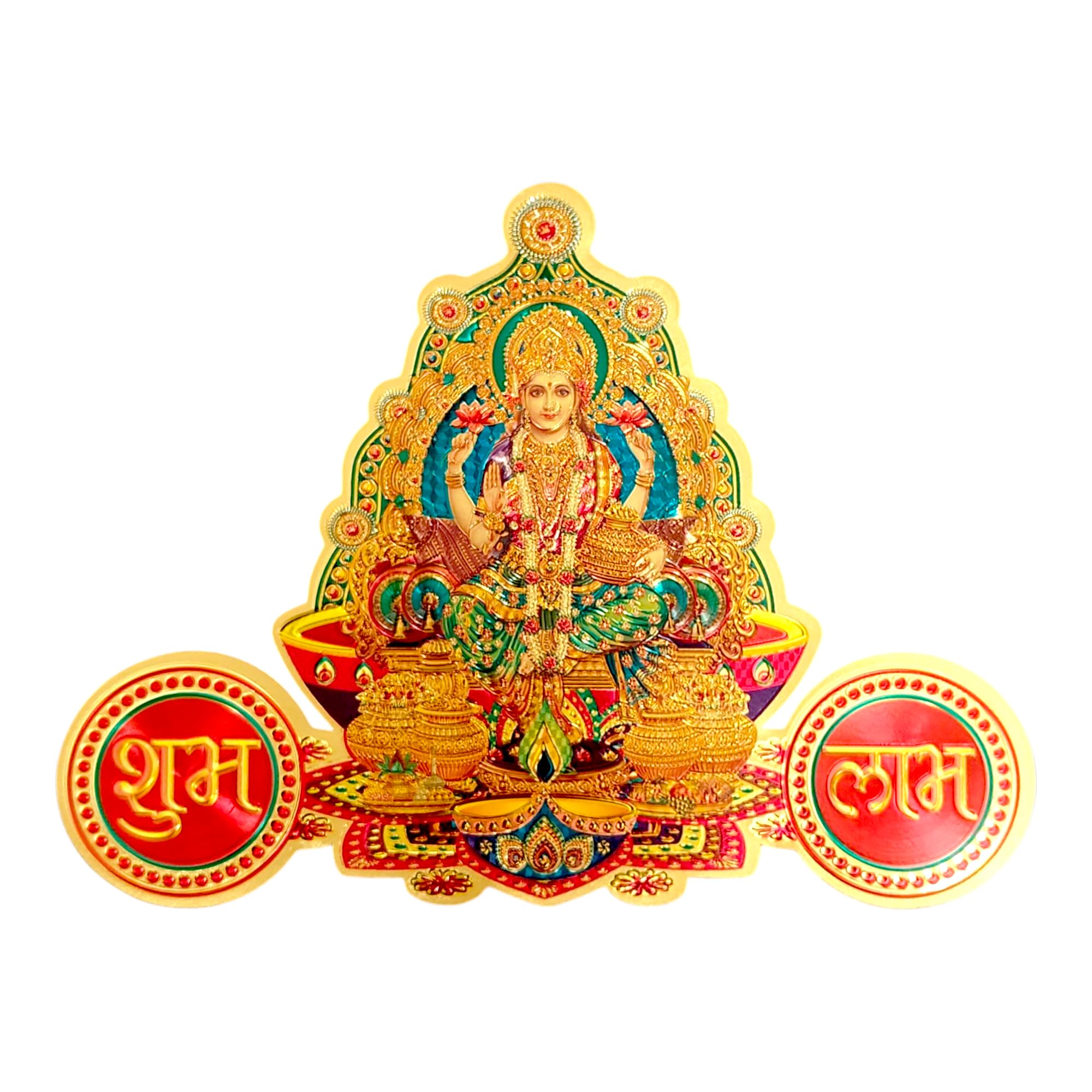 Stickers Diwali Shubh Labh motifs traditionnels multicolores Laxmi