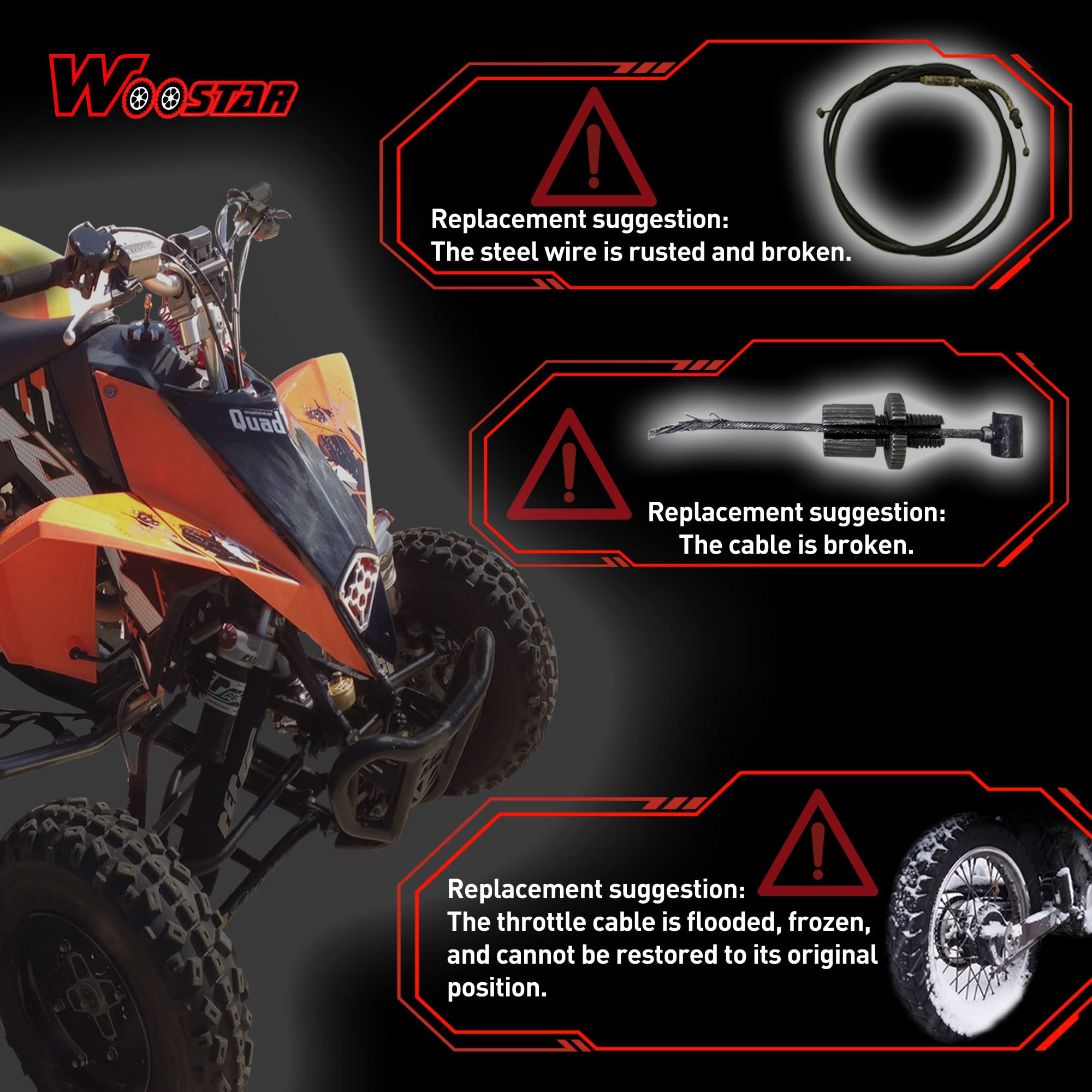WOOSTAR 800mm Cavo Acceleratore Cambio con Regolatore Sostituzione per 50cc 70cc 90cc 110cc 125cc Dirt Pit Bike Scooter ATV Quad Go Kart