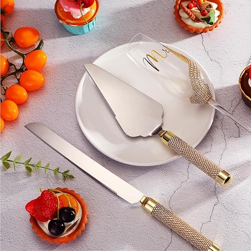 Miniatura 4 de Boao Juego de 4 flautas para tostadas de boda y servidor de pasteles, suministros de recepción de boda, copas de champán, cuchillo para tartas,