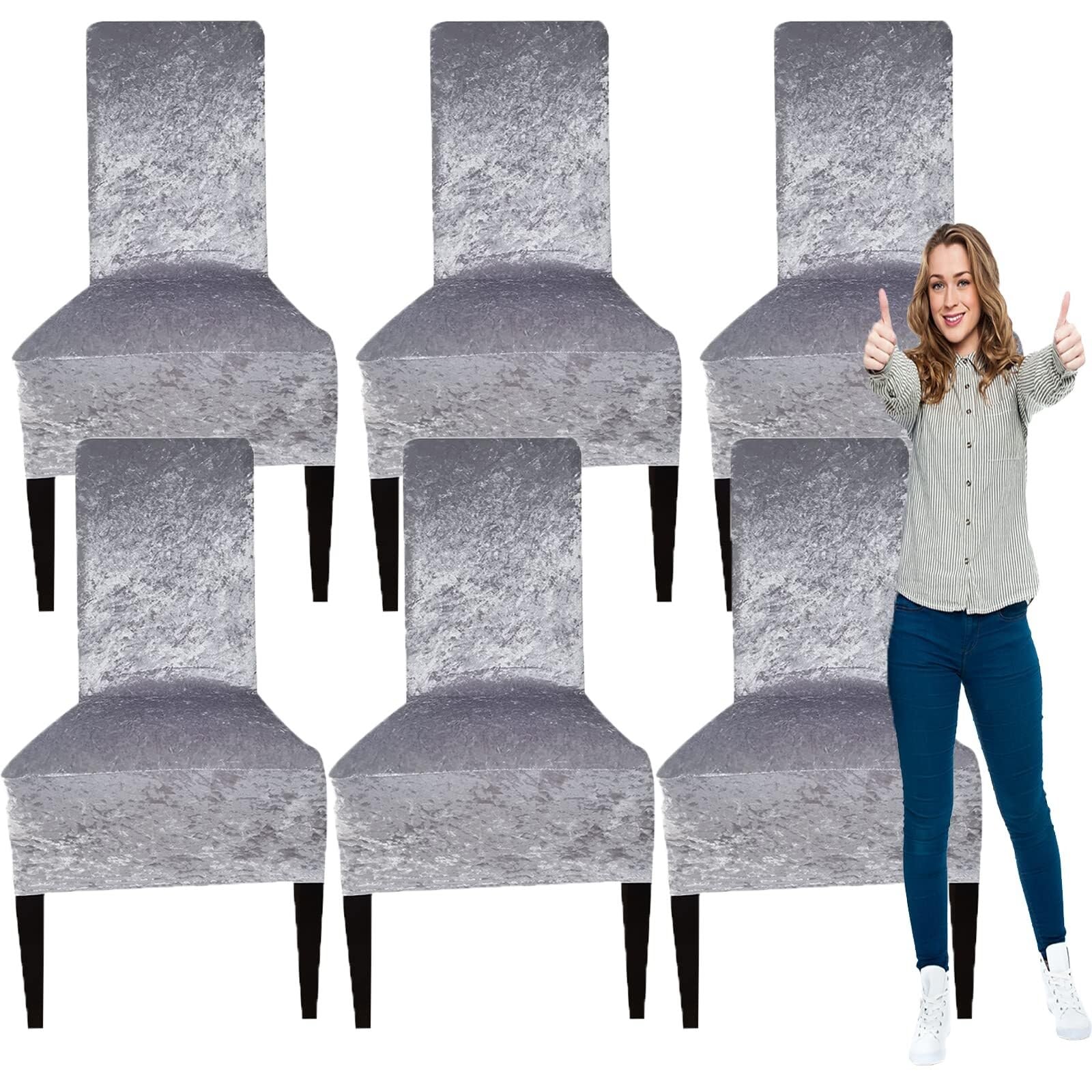 NMVAWIPT Crushed Velvet Dining Chair Covers Elastic Stretch Washable Removable Protective Seat For Wedding Banquet Party(R6,6pcs)