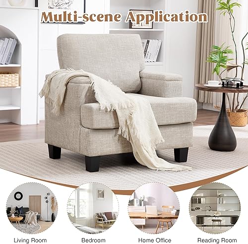Miniatura 7 de Silla decorativa con reposabrazos, modernas sillas tapizadas para sala de estar, sillón grande cómodo, sofá individual de tela para dormitorio