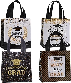 JYCY 4 Pcs Non Woven Graduation Gift Bags Class of 2026 with Handles 7.9" X 3.5" X 7.9"Goodie Snack Candy Treat Tote Wrap Bags for Graduates Teachers Grad Party Decorations Favors (graduation)