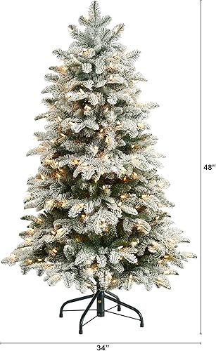Miniatura 2 de Nearly Natural Árbol de Navidad artificial de abeto de Carolina del Norte de 4 pies con 250 luces blancas cálidas y 779 ramas flexibles
